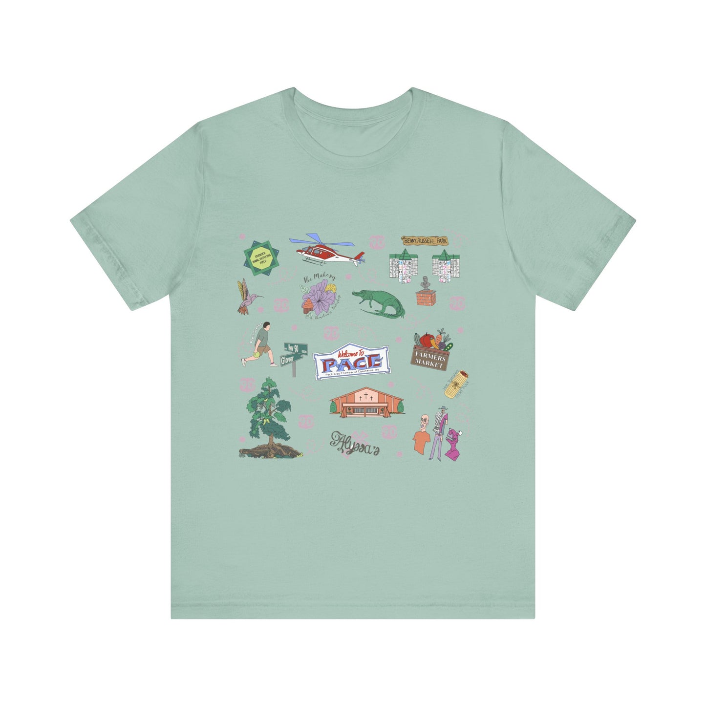 Unisex Jersey Short Sleeve Tee with Pace, Florida FL landmarks print