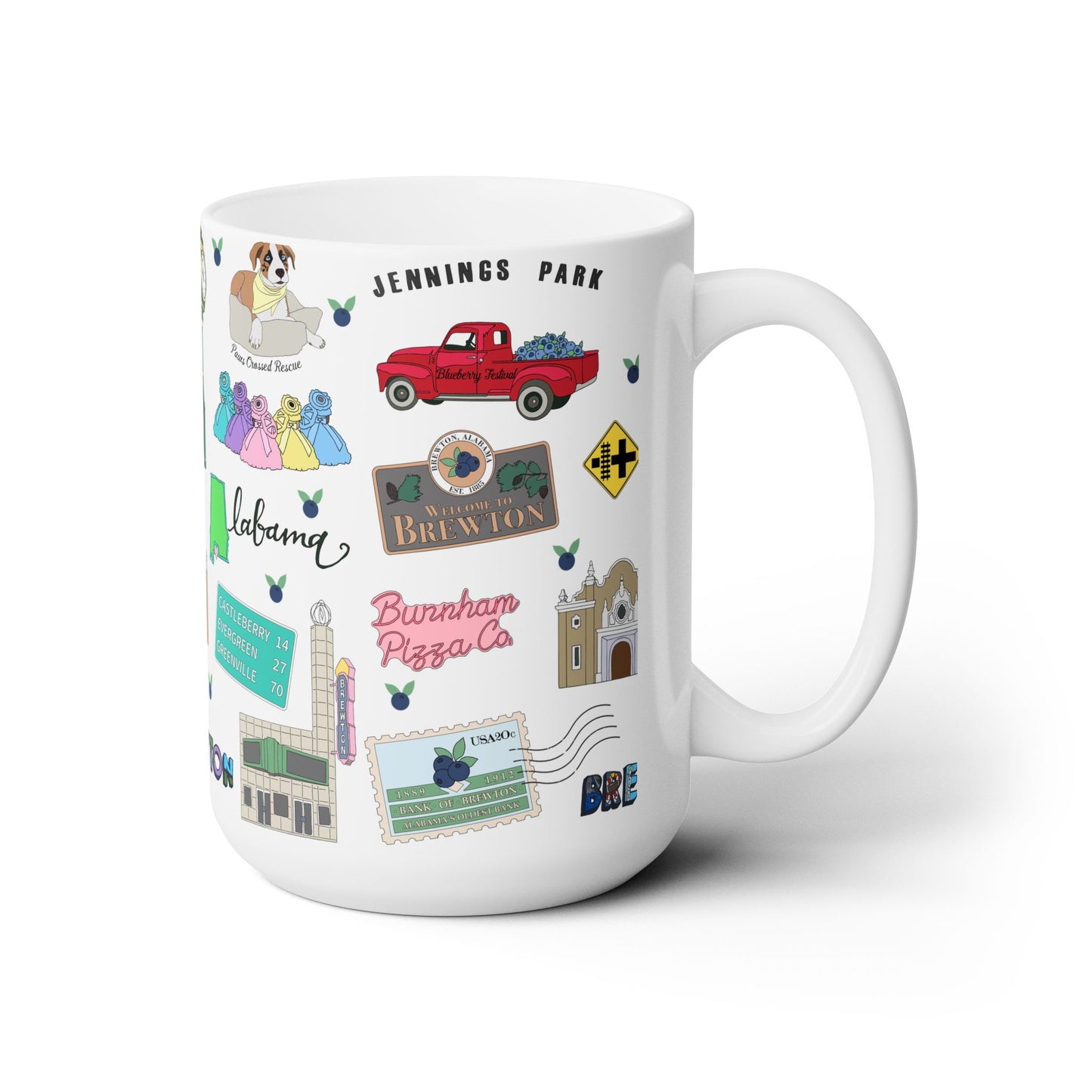 Ceramic Mug 15oz with Brewton, AL in white