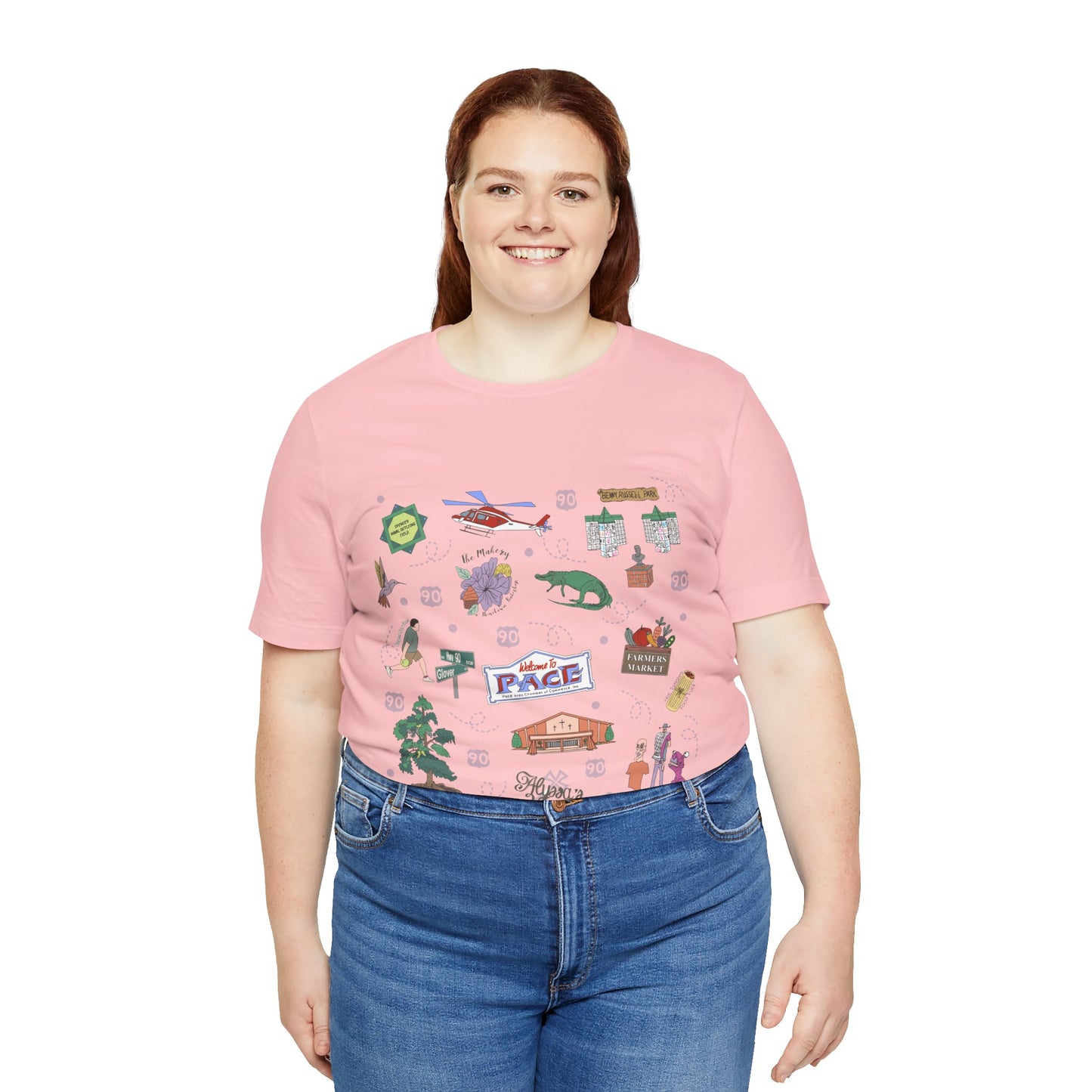 Unisex Jersey Short Sleeve Tee with Pace, Florida FL landmarks print