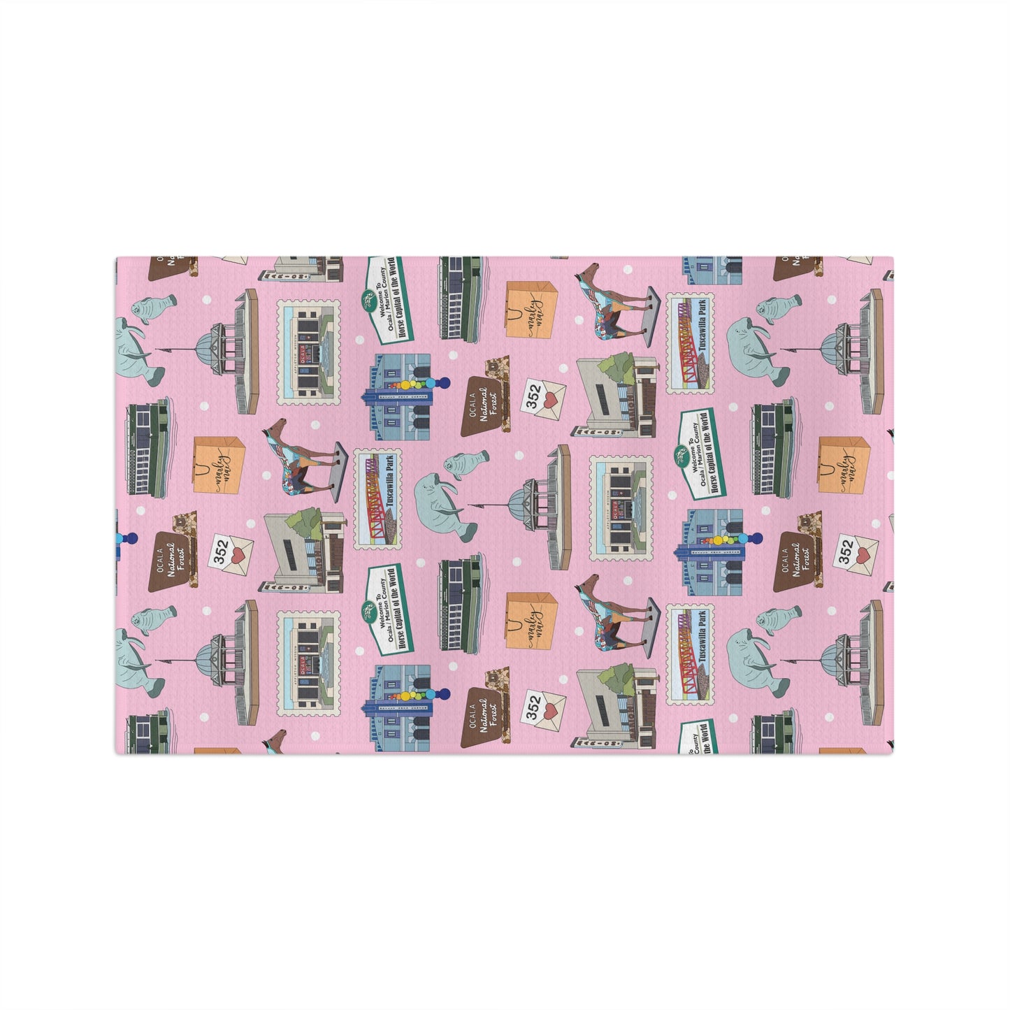 Kitchen Towel with Ocala, Florida FL in pink