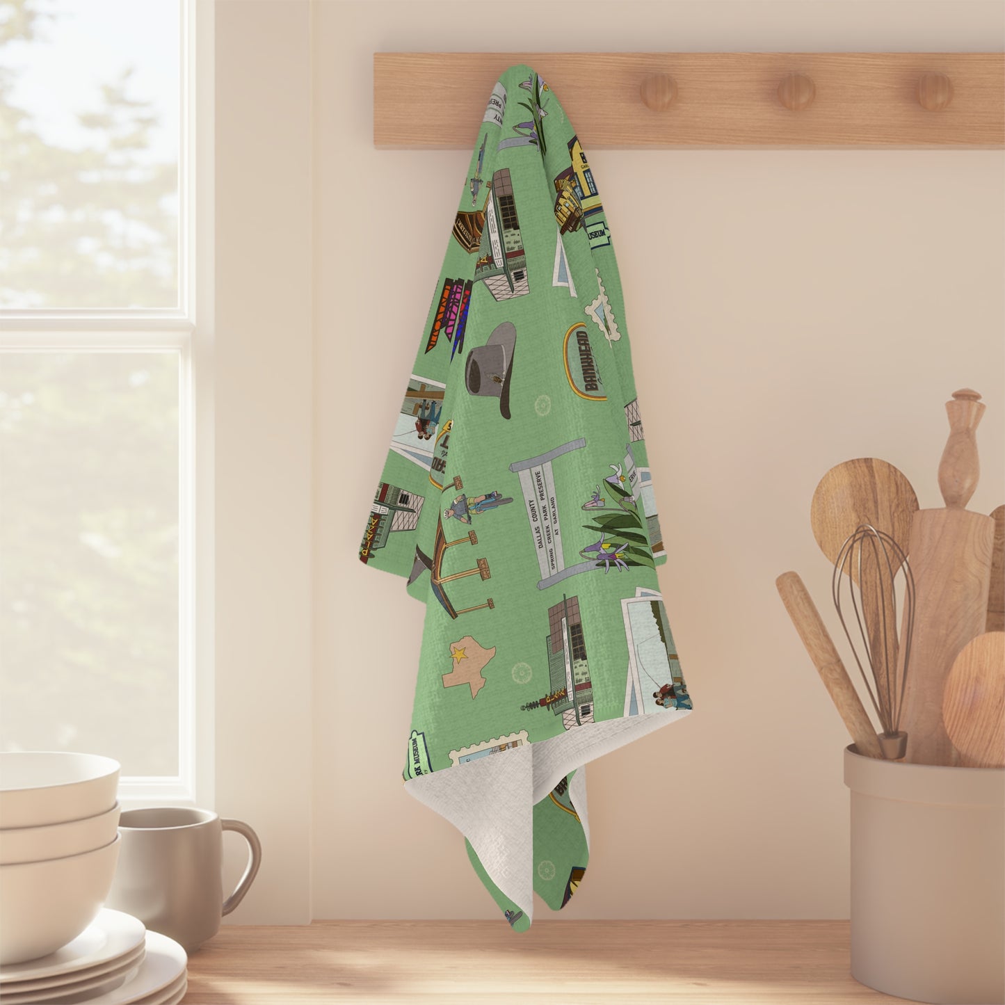 Kitchen Towel with Garland, Texas TX in lime