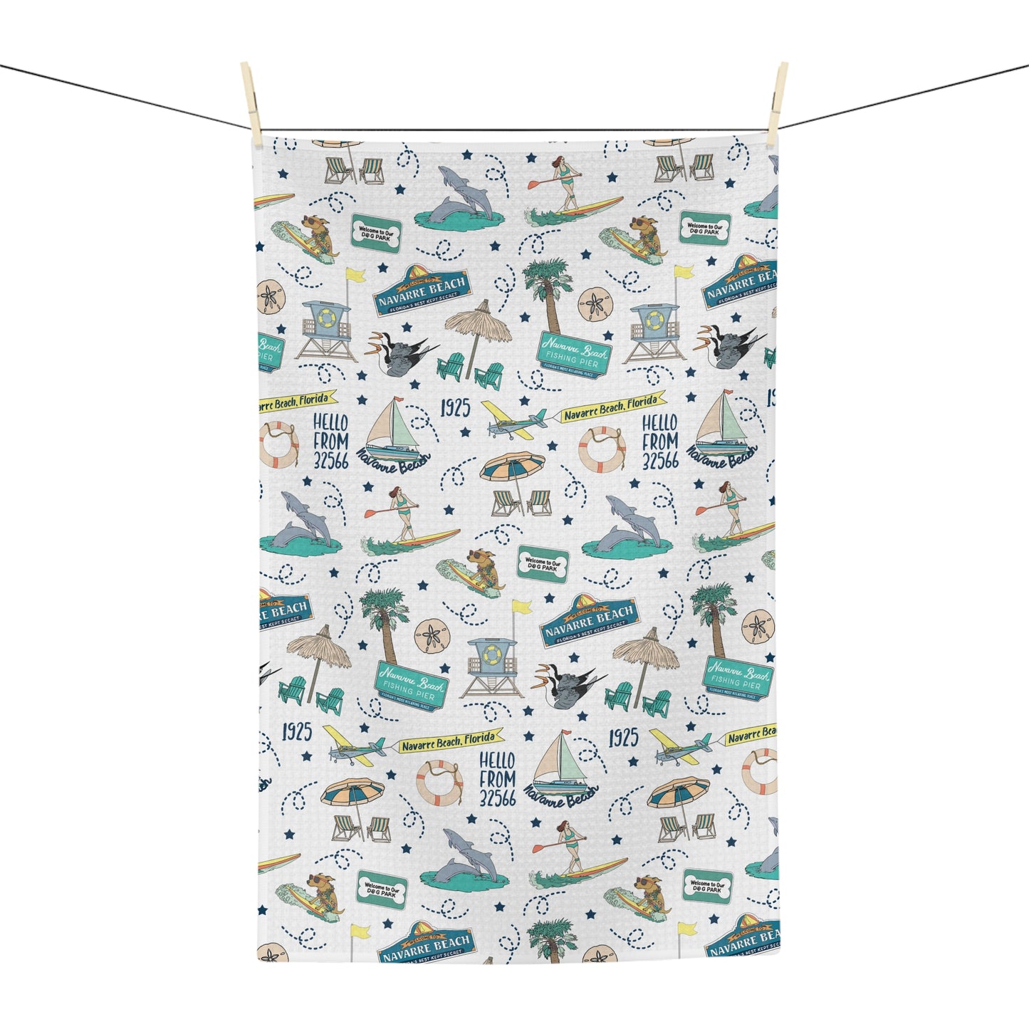 Kitchen Towel with Navarre Beach Florida FL in white