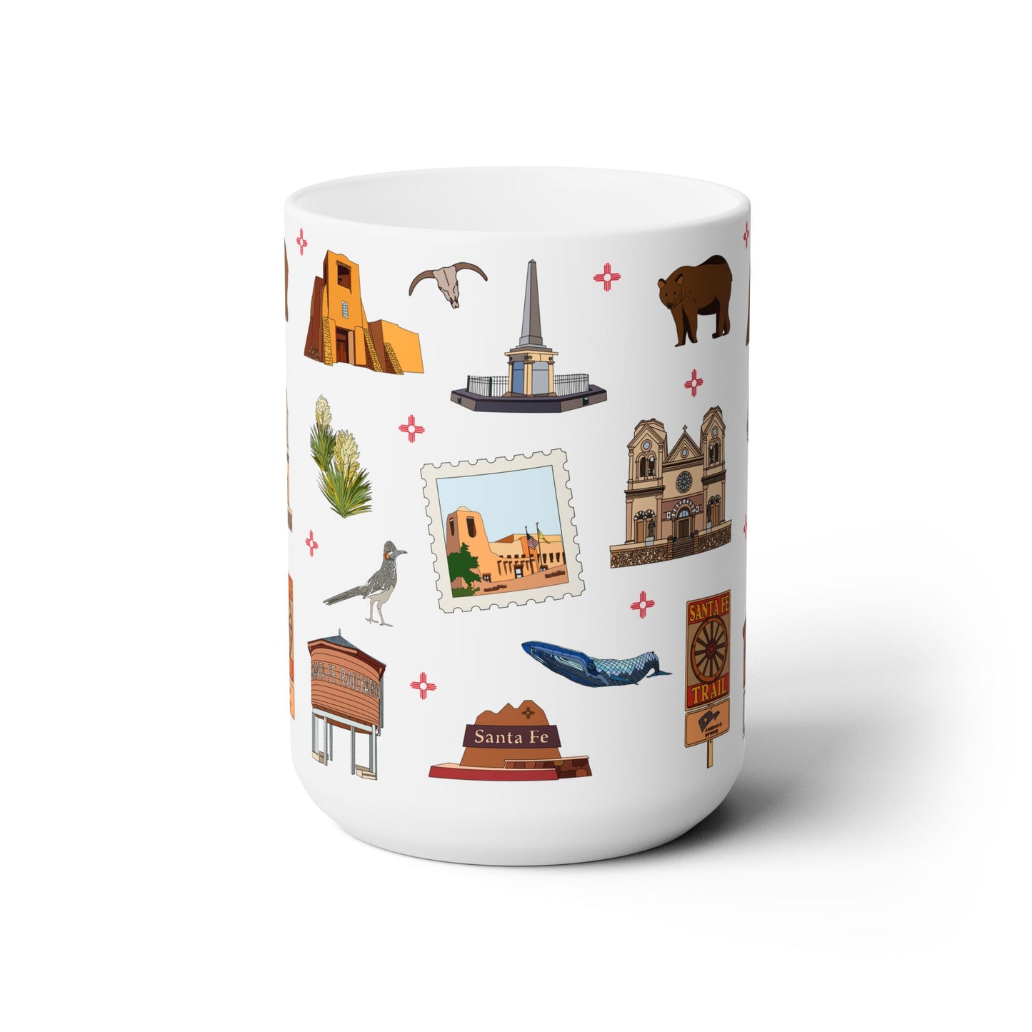 Ceramic Mug 15oz with Santa Fe, New Mexico NM in white