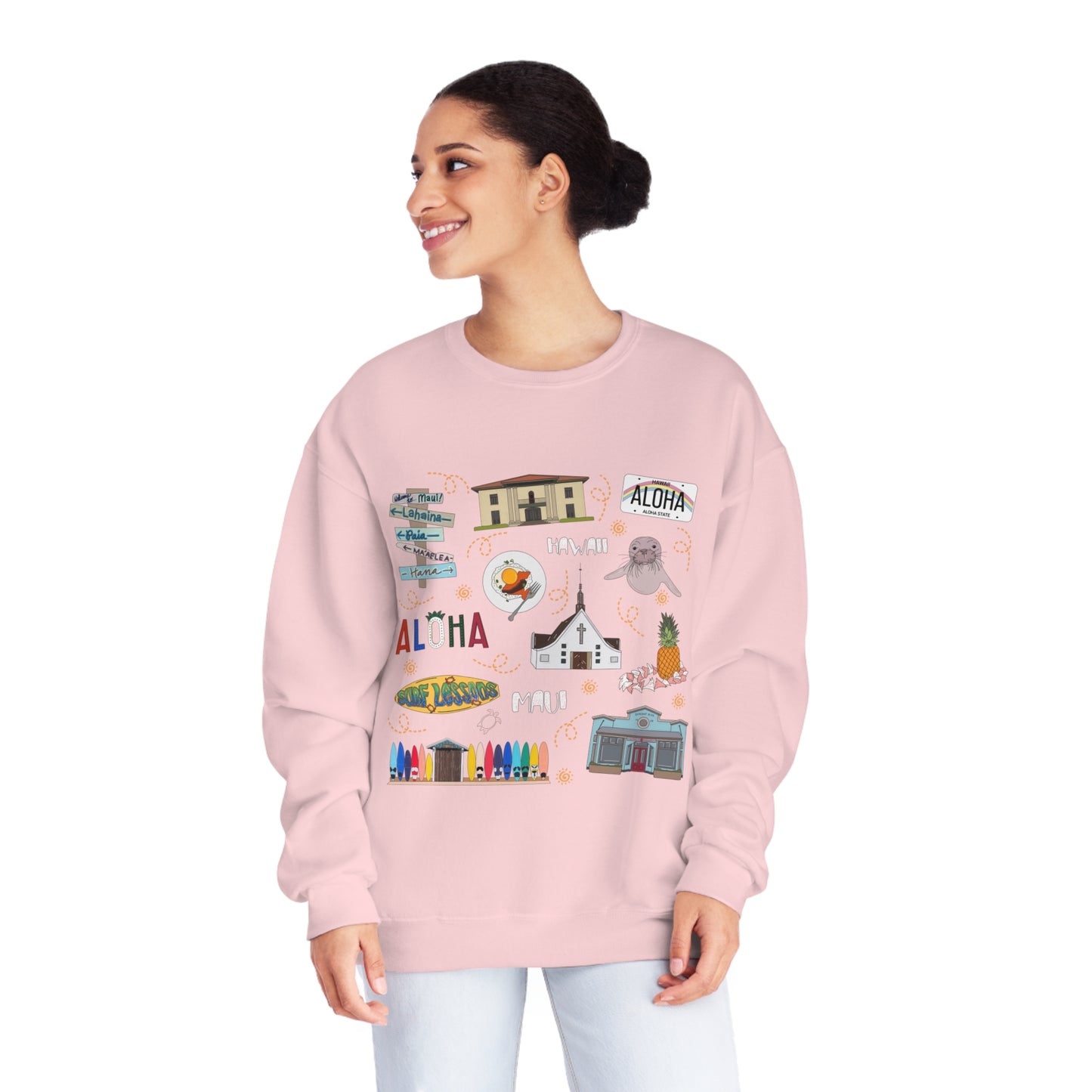 Unisex NuBlend® Crewneck Sweatshirt with Maui, Hawaii HI in assorted colors