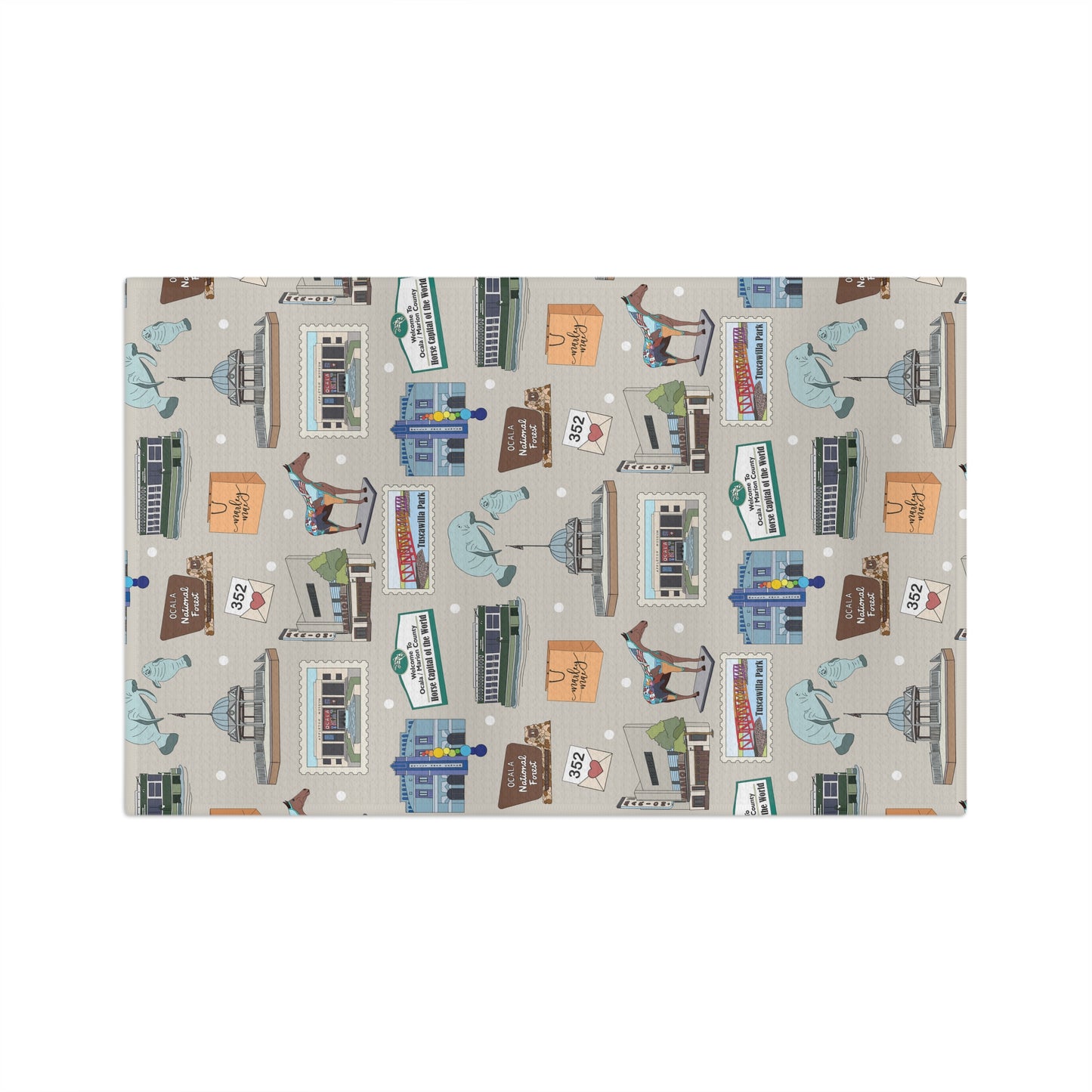 Kitchen Towel with Ocala, Florida FL in grey
