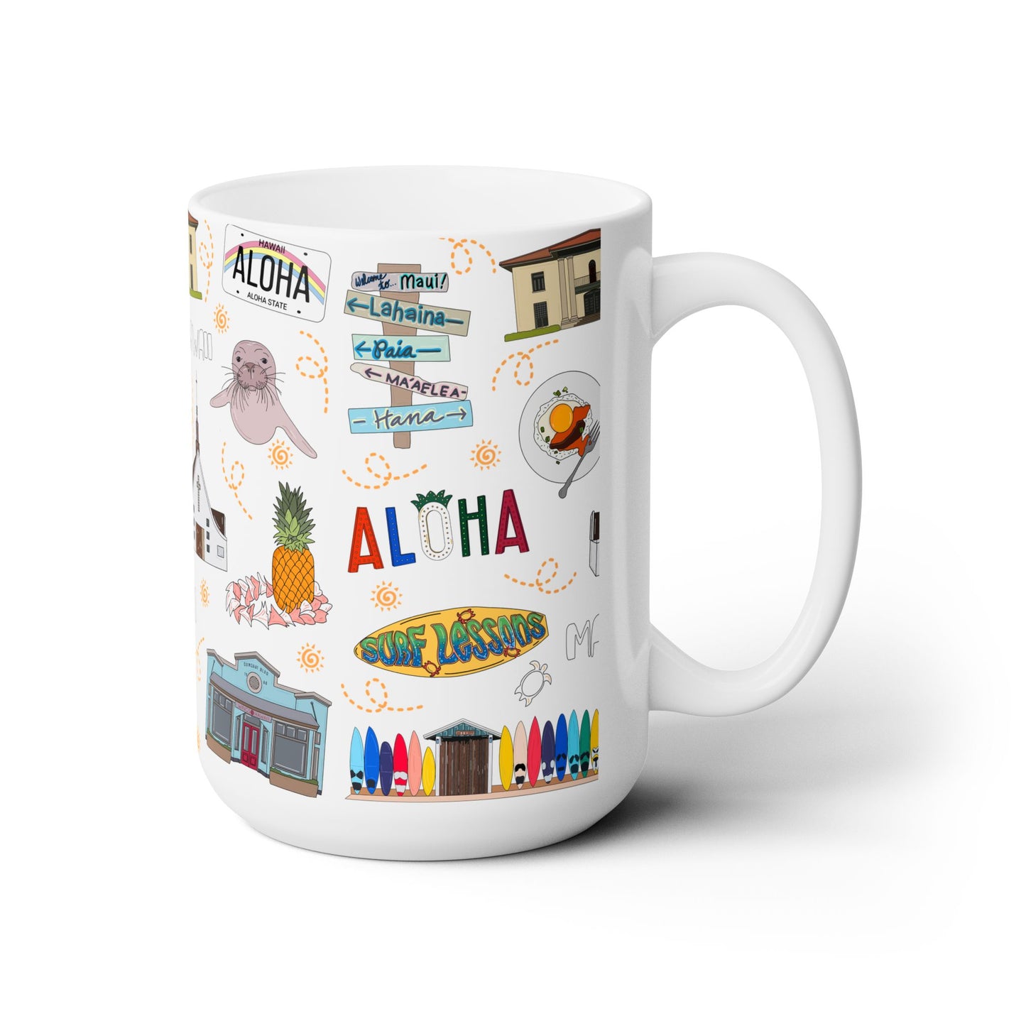 Ceramic Mug 15oz with Maui, Hawaii HI in white