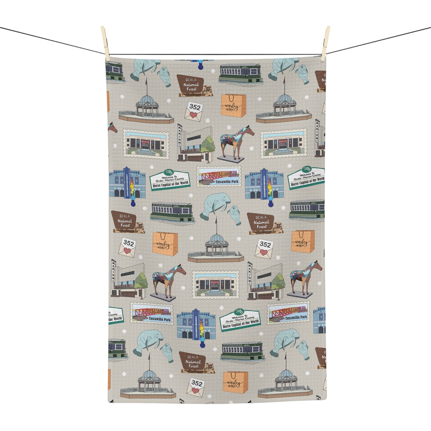 Kitchen Towel with Ocala, Florida FL in grey