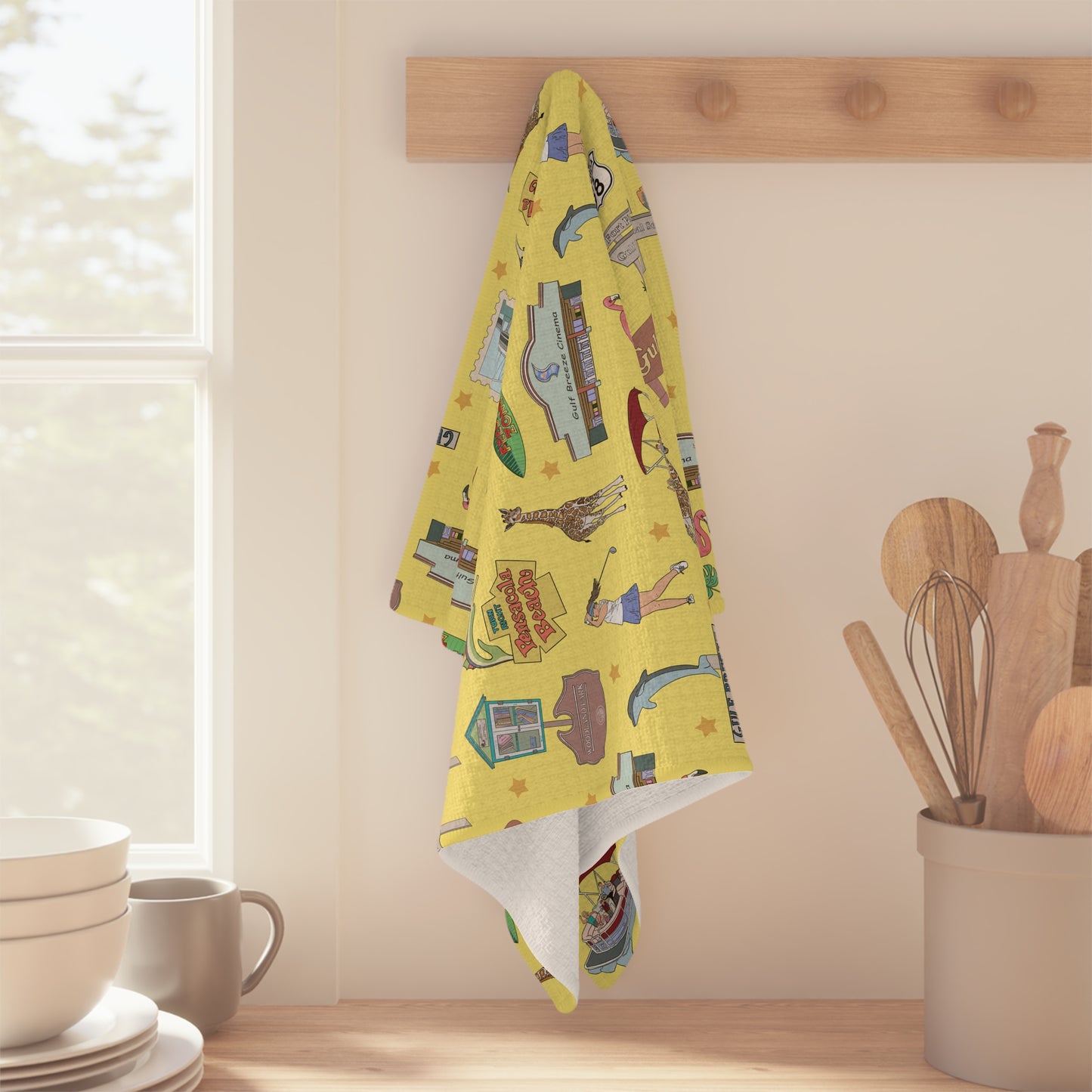 Kitchen Towel with Gulf Breeze, FL in lemonade