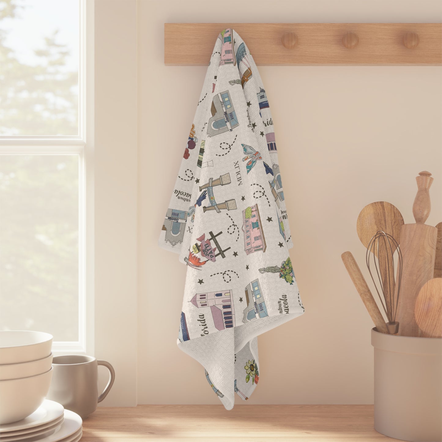 Kitchen Towel with Pensacola, FL in white