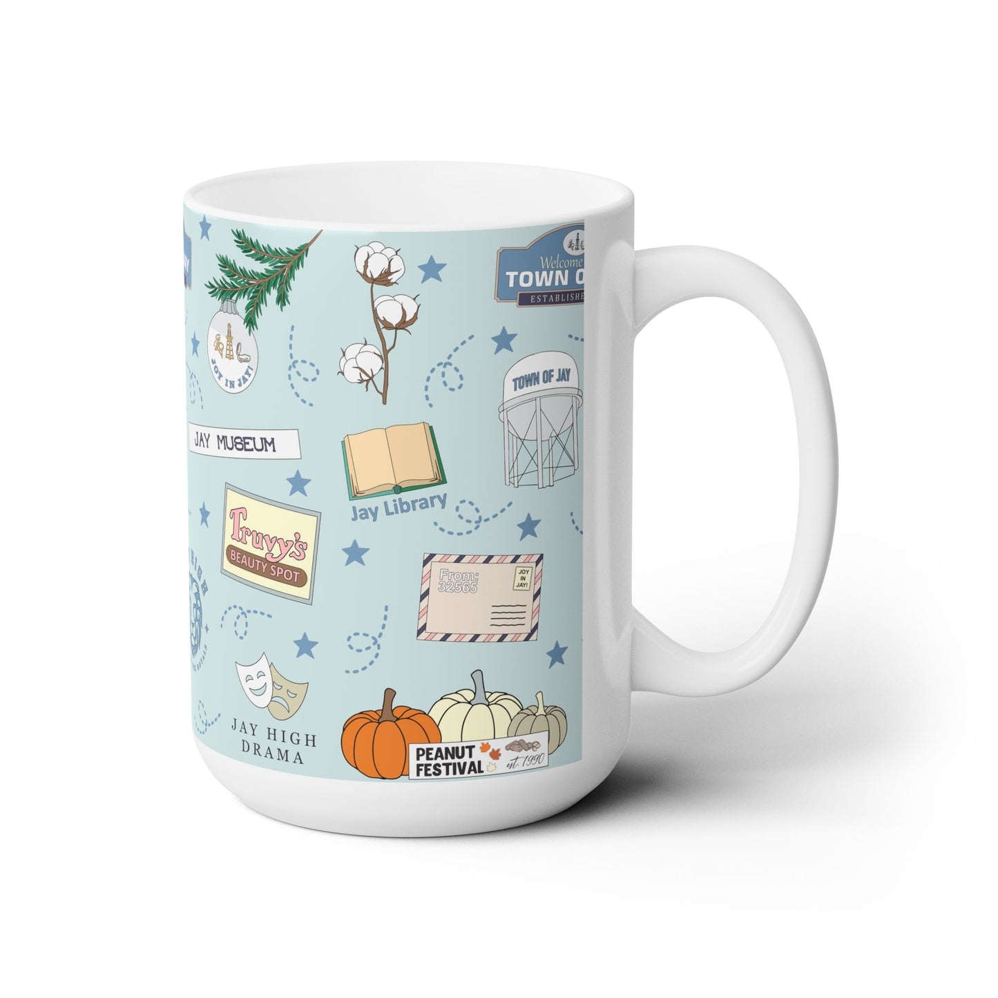 Ceramic Mug 15oz with Jay, Florida FL in blue