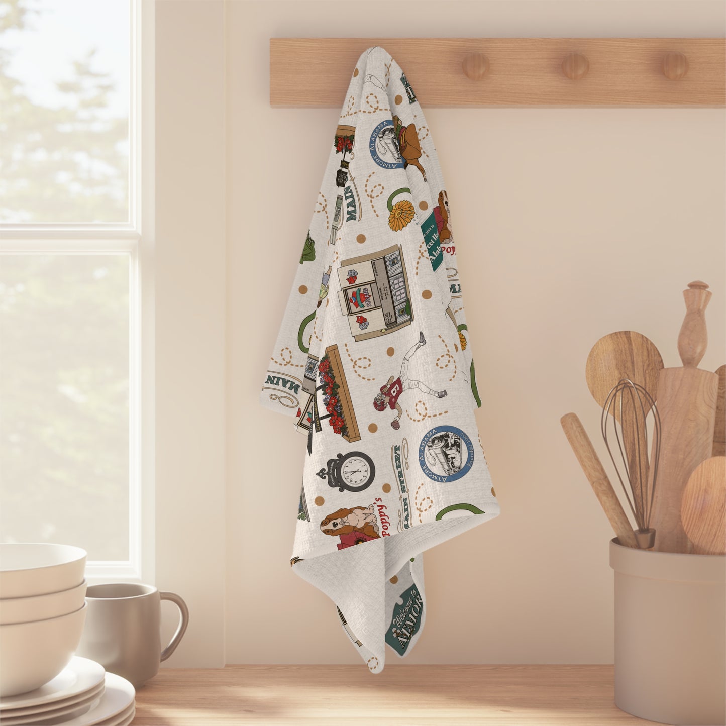 Kitchen Towel with Atmore, AL in white