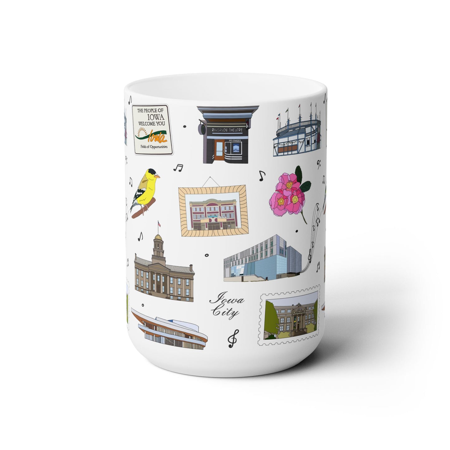 Ceramic Mug 15oz with Iowa City, Iowa IA in white