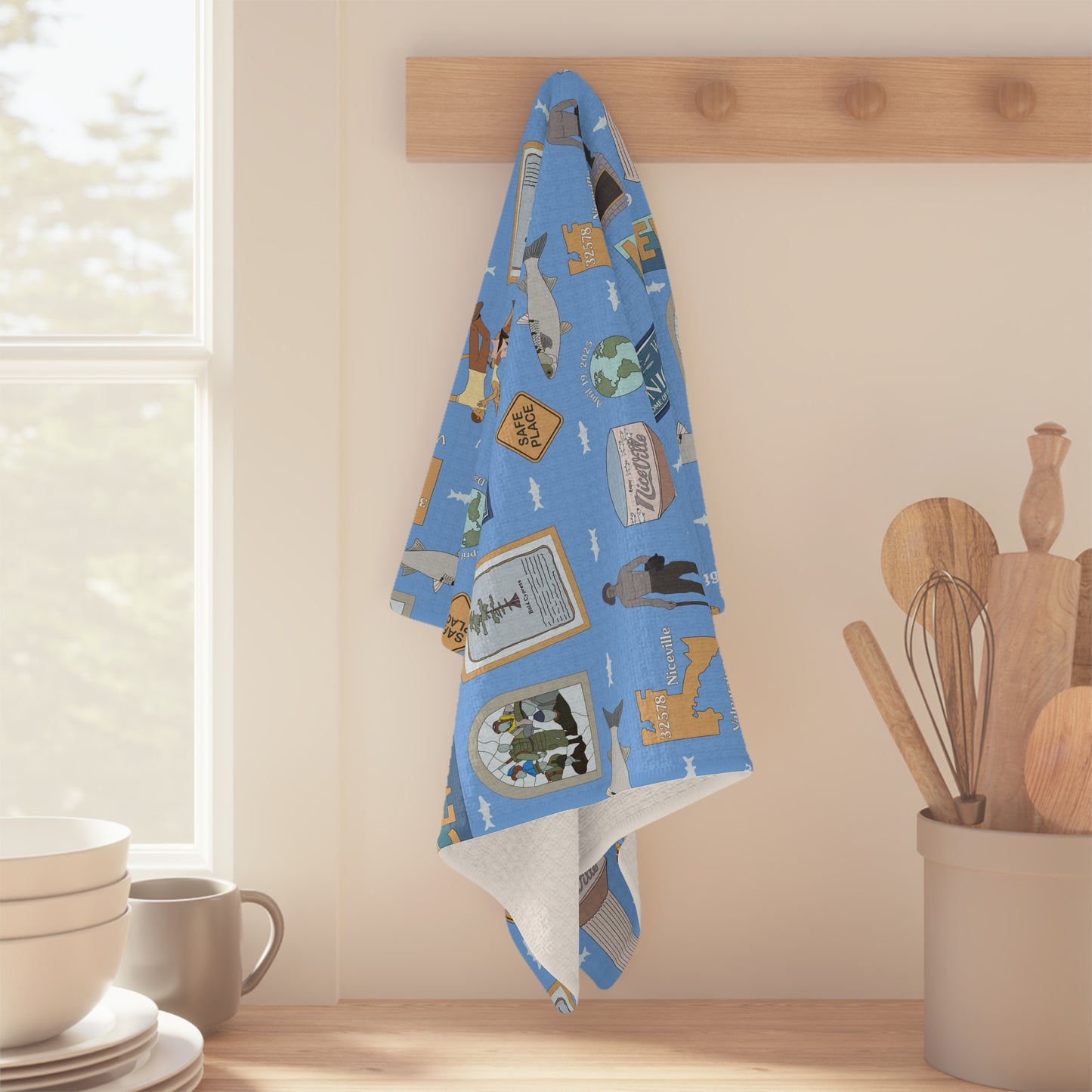 Kitchen Towel with Niceville, Florida FL in sky blue