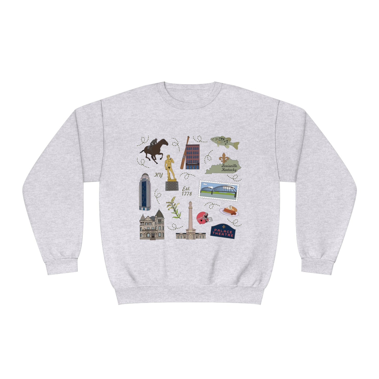 Unisex NuBlend® Crewneck Sweatshirt with Louisville, Kentucky KY in assorted colors