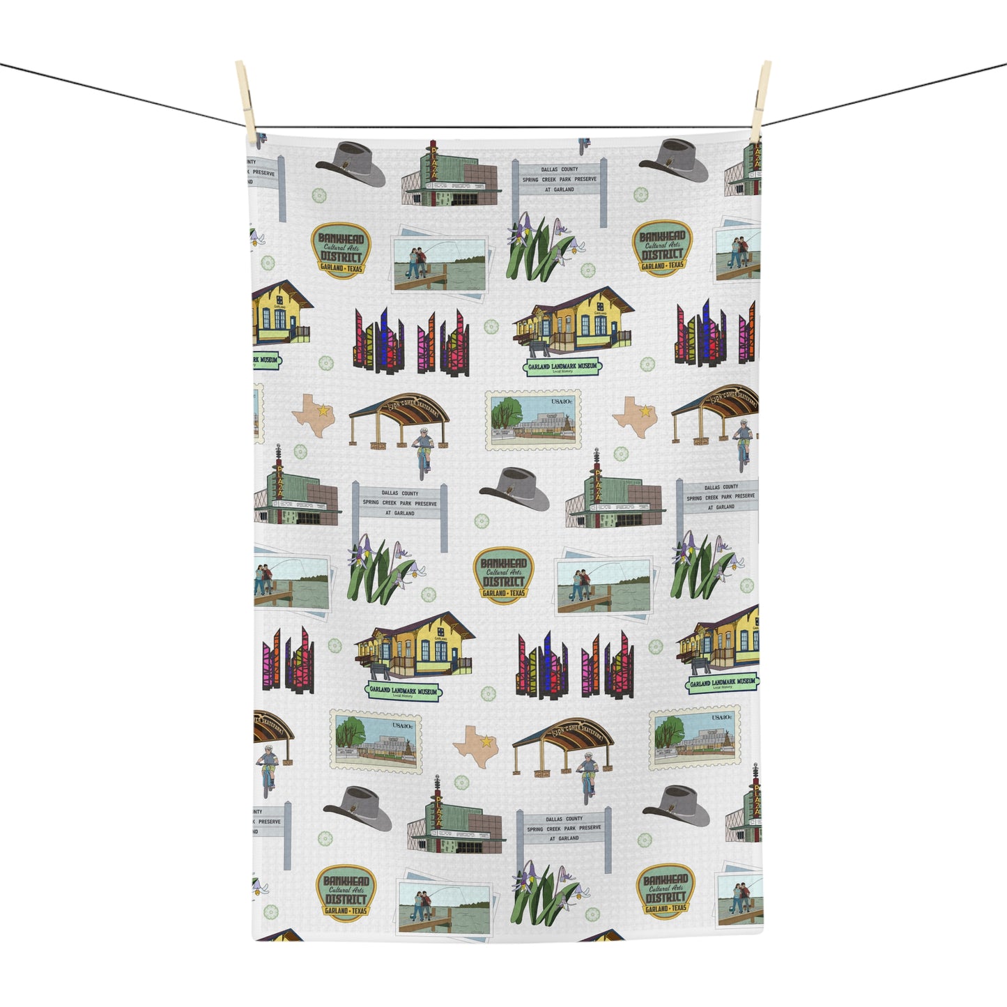 Kitchen Towel with Garland, Texas TX in white