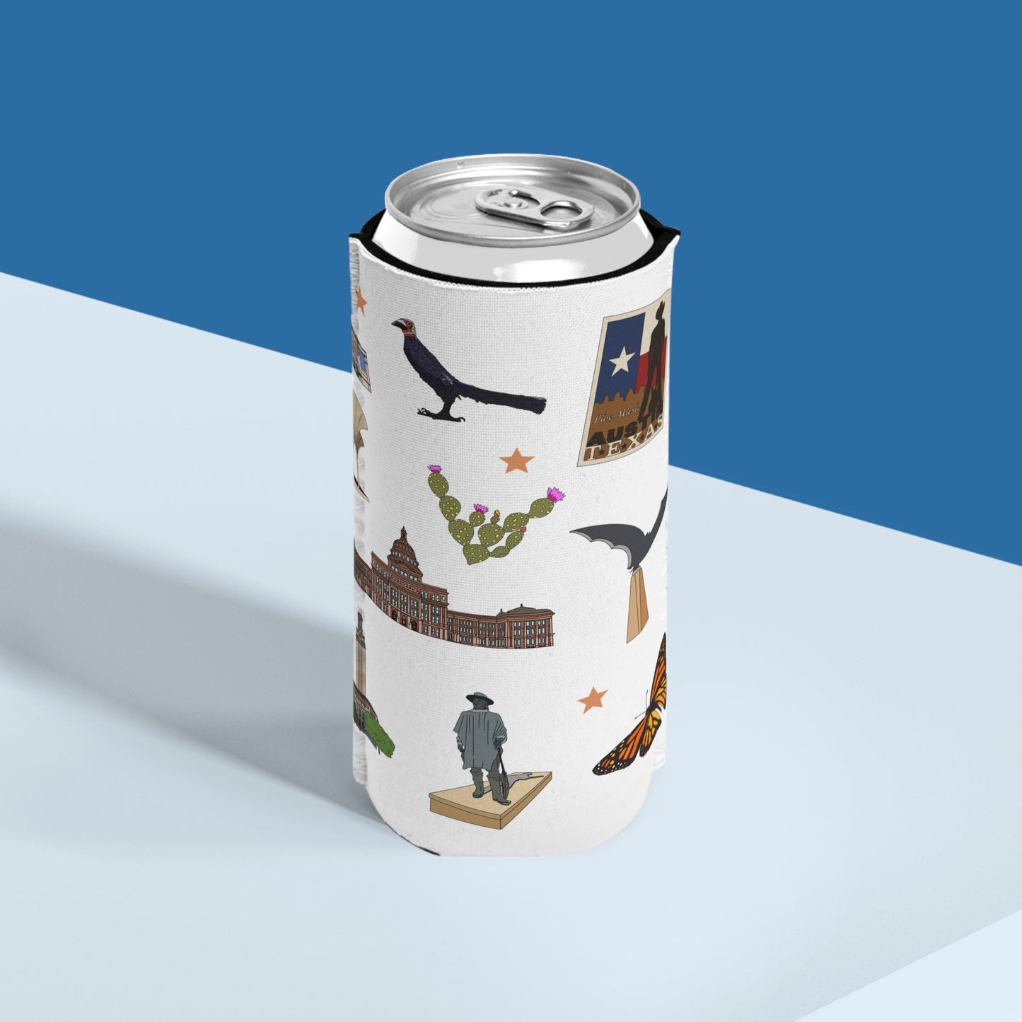 Slim Can Cooler with Austin, Texas TX