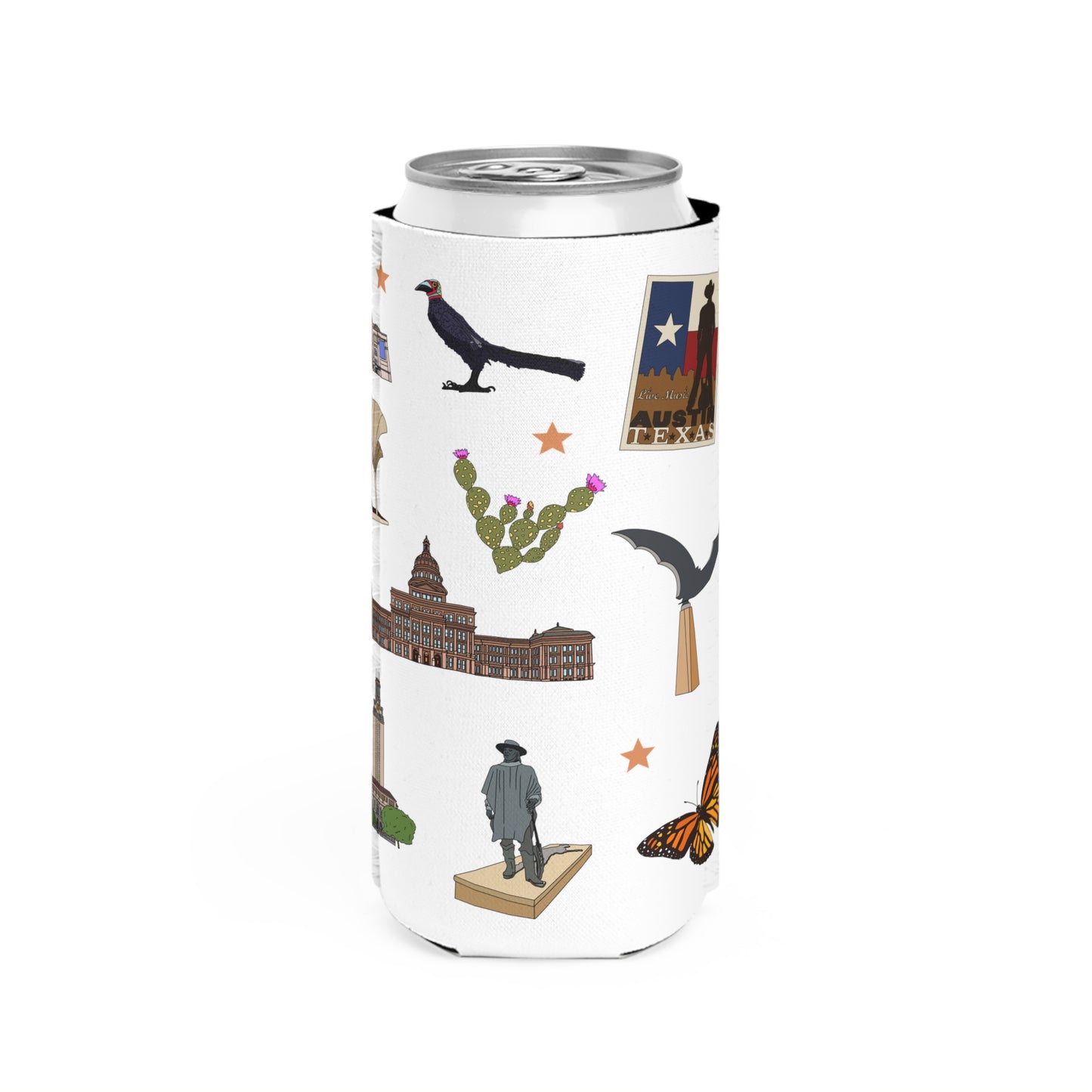 Slim Can Cooler with Austin, Texas TX