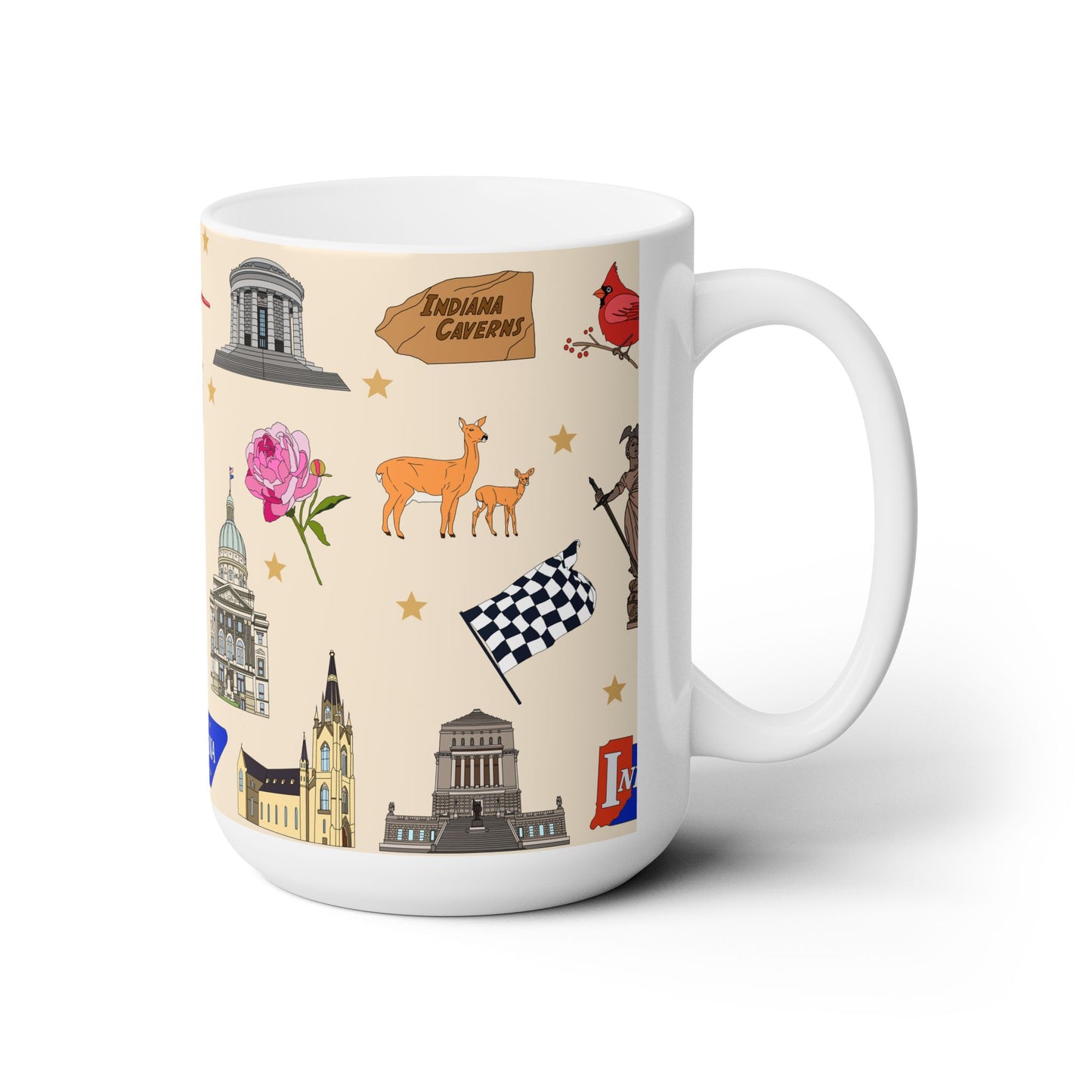 Ceramic Mug 15oz with Indianapolis, Indiana IN in sand