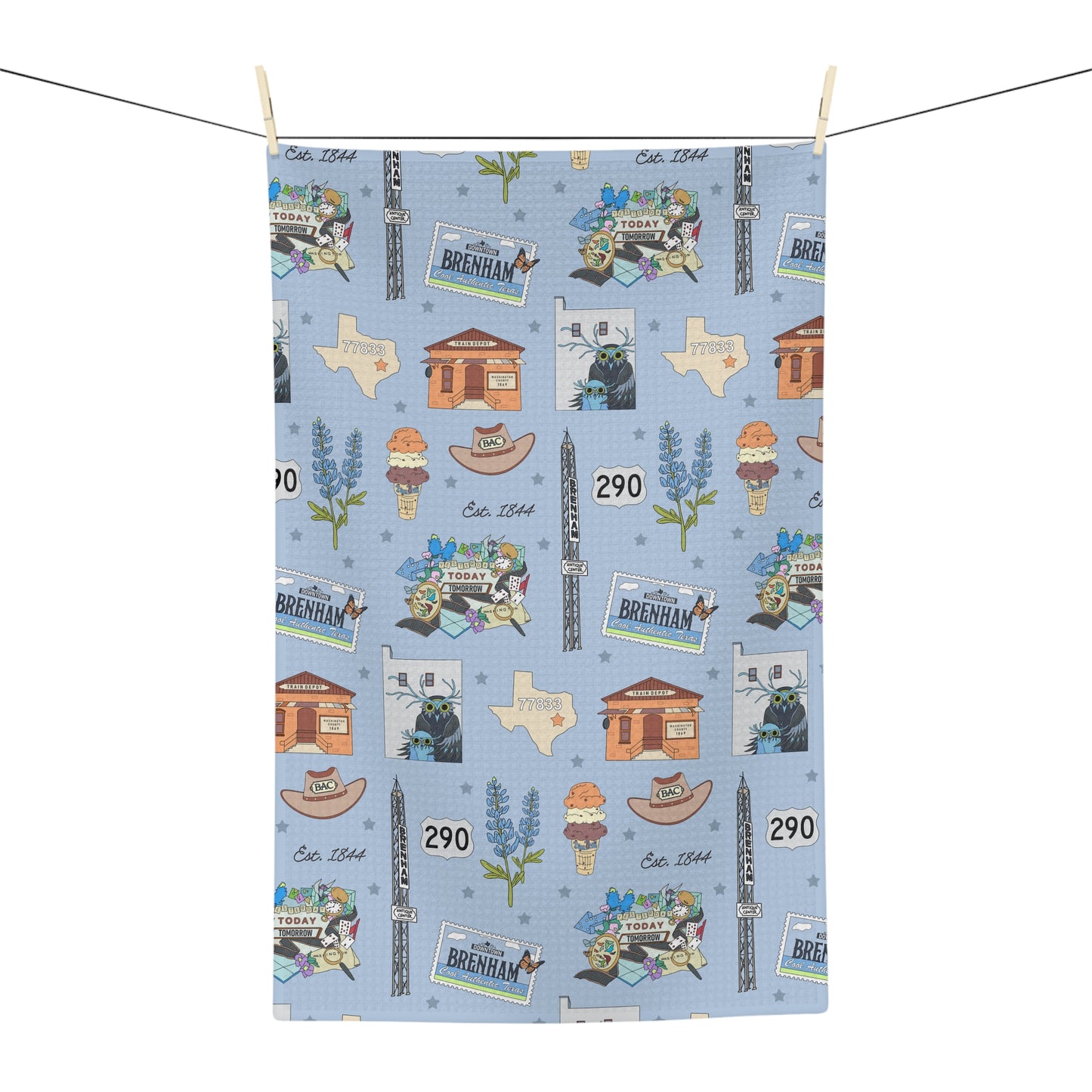 Kitchen Towel with Brenham, TX in blue