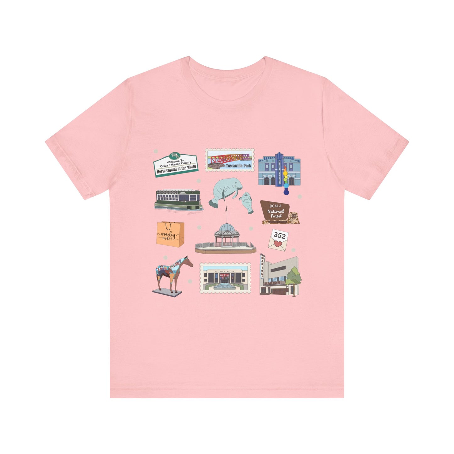 Unisex Jersey Short Sleeve Tee with Ocala, Florida FL landmarks print