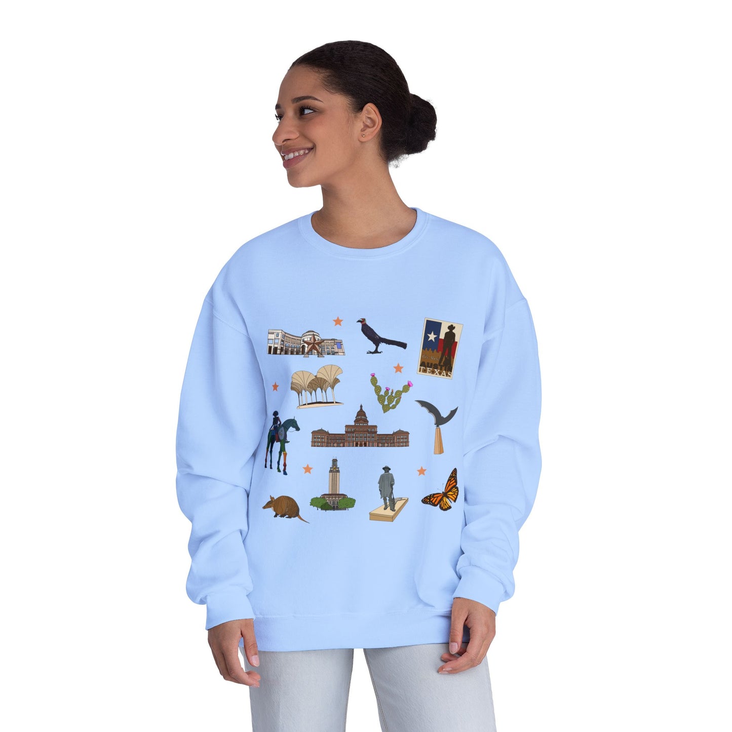 Unisex NuBlend® Crewneck Sweatshirt with Austin, Texas TX in assorted colors