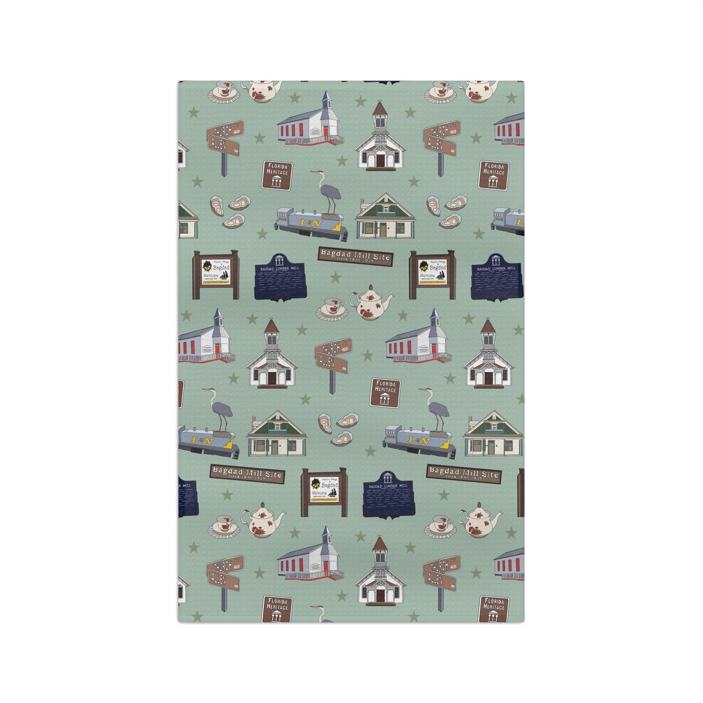 Kitchen Towel with Bagdad, Florida FL in green