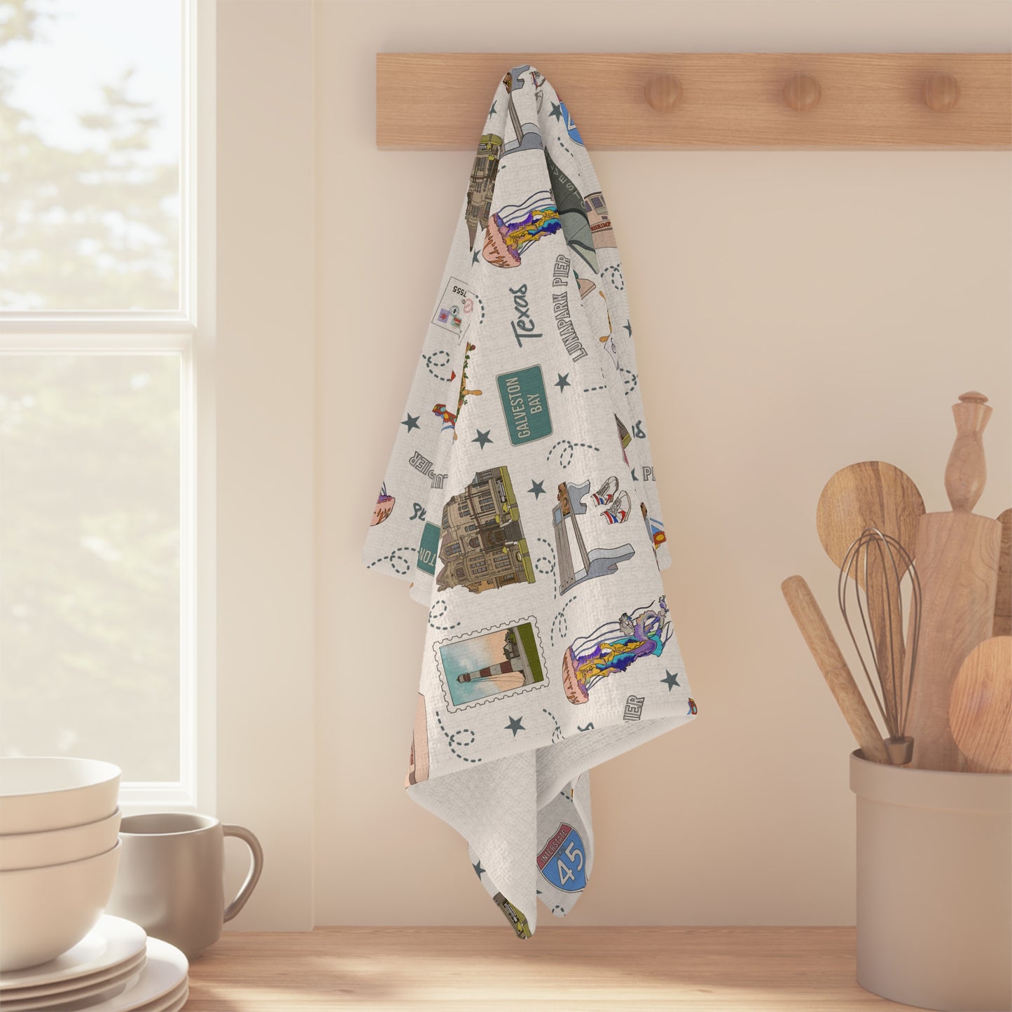 Kitchen Towel with Galveston, Texas TX in white