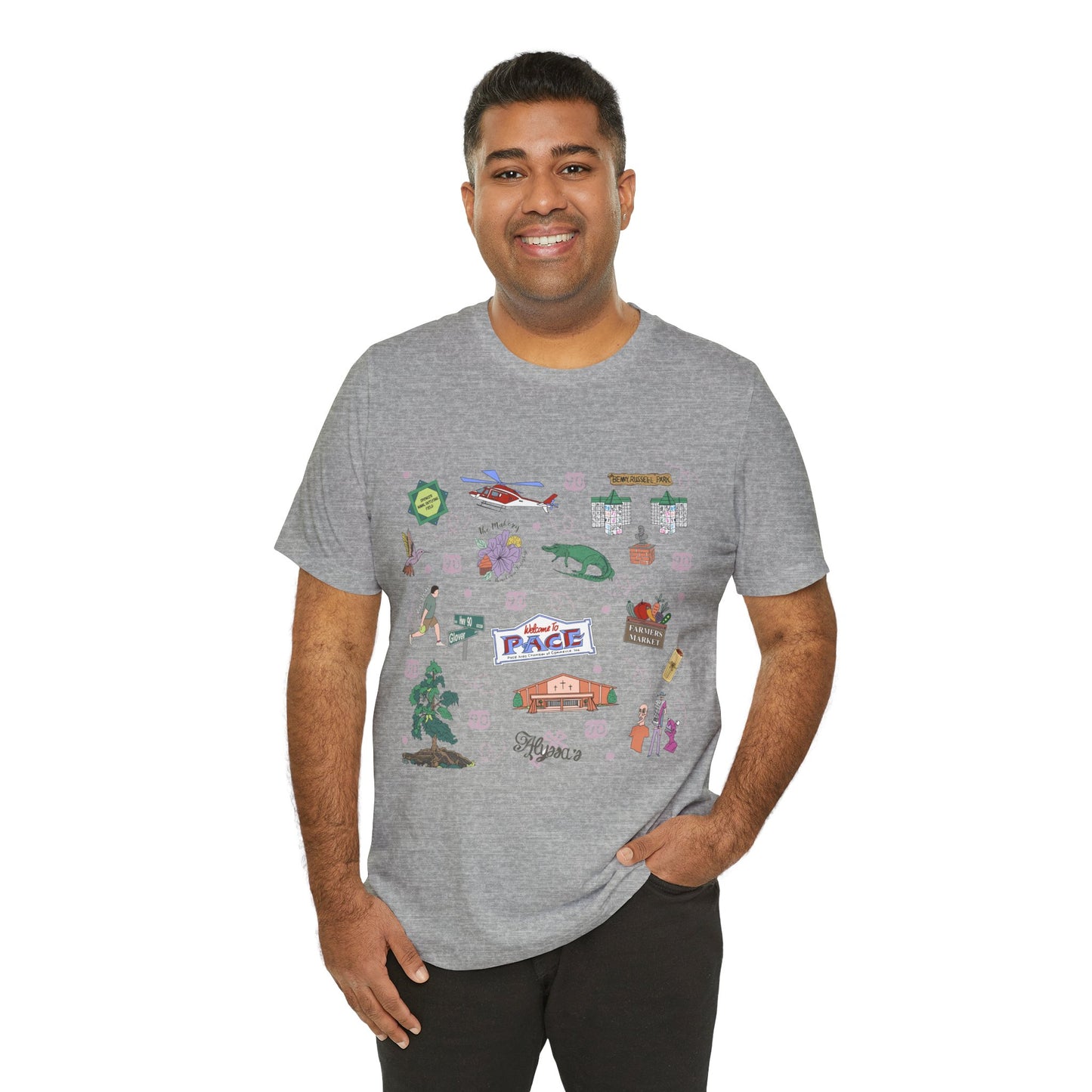 Unisex Jersey Short Sleeve Tee with Pace, Florida FL landmarks print