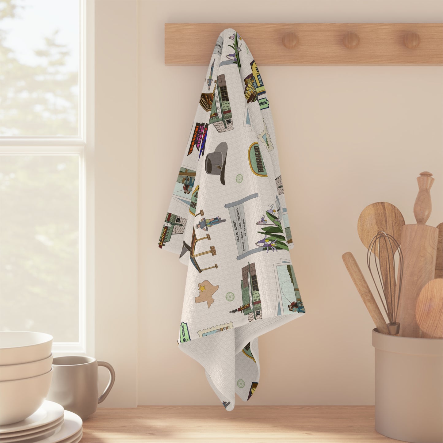 Kitchen Towel with Garland, Texas TX in white
