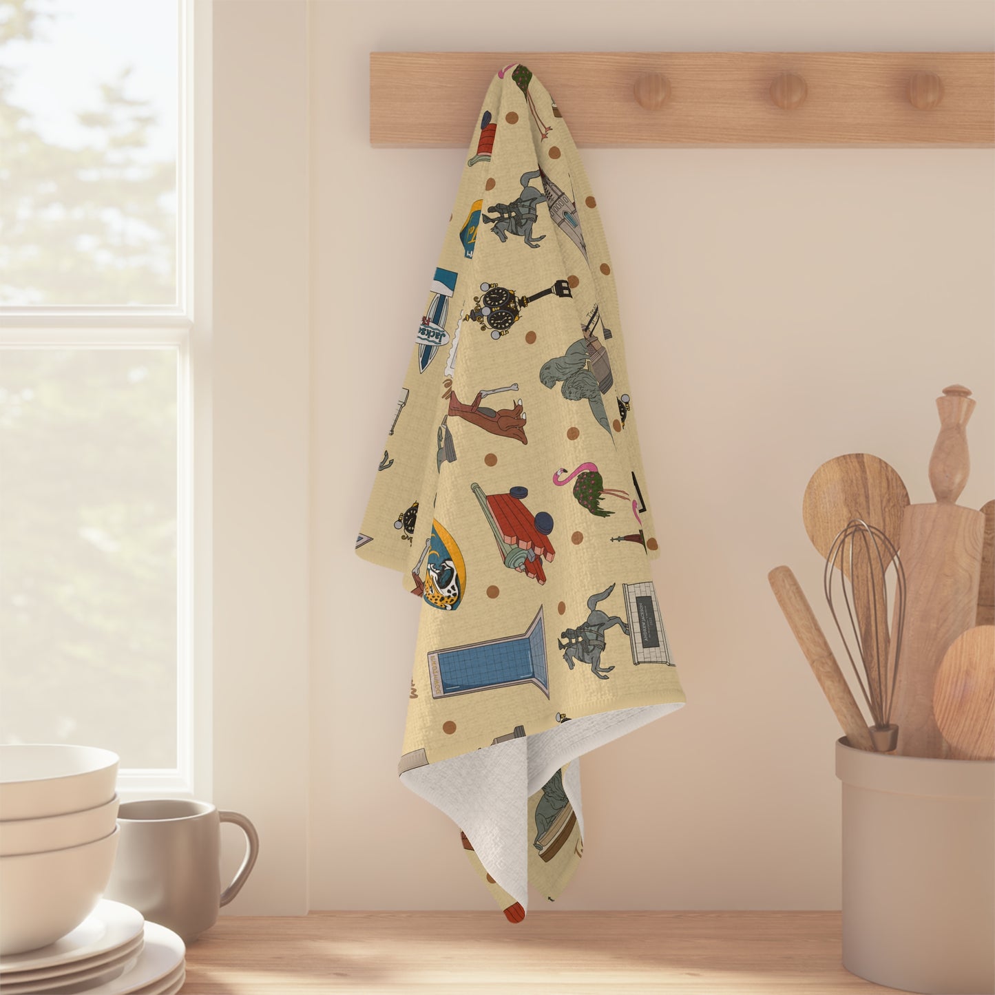 Kitchen Towel with Jacksonville, FL in cream