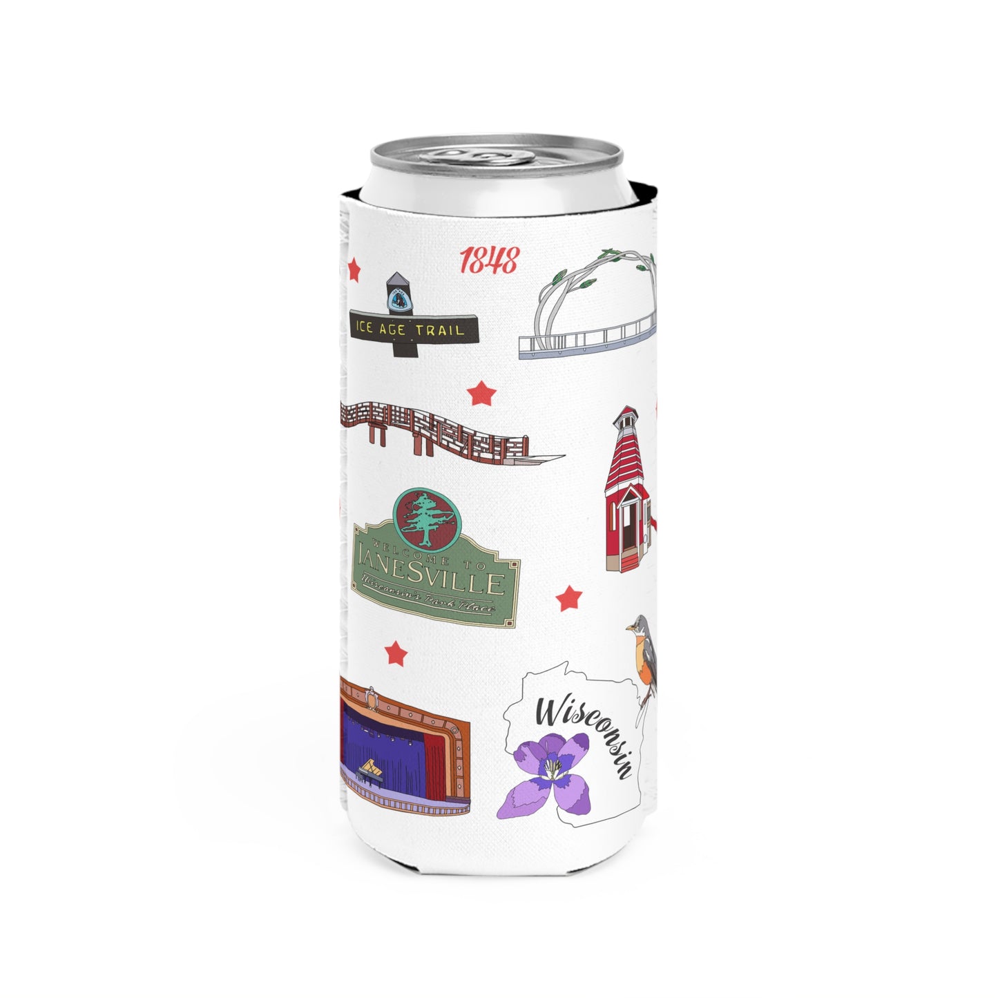 Slim Can Cooler with Janesville, Wisconsin WI