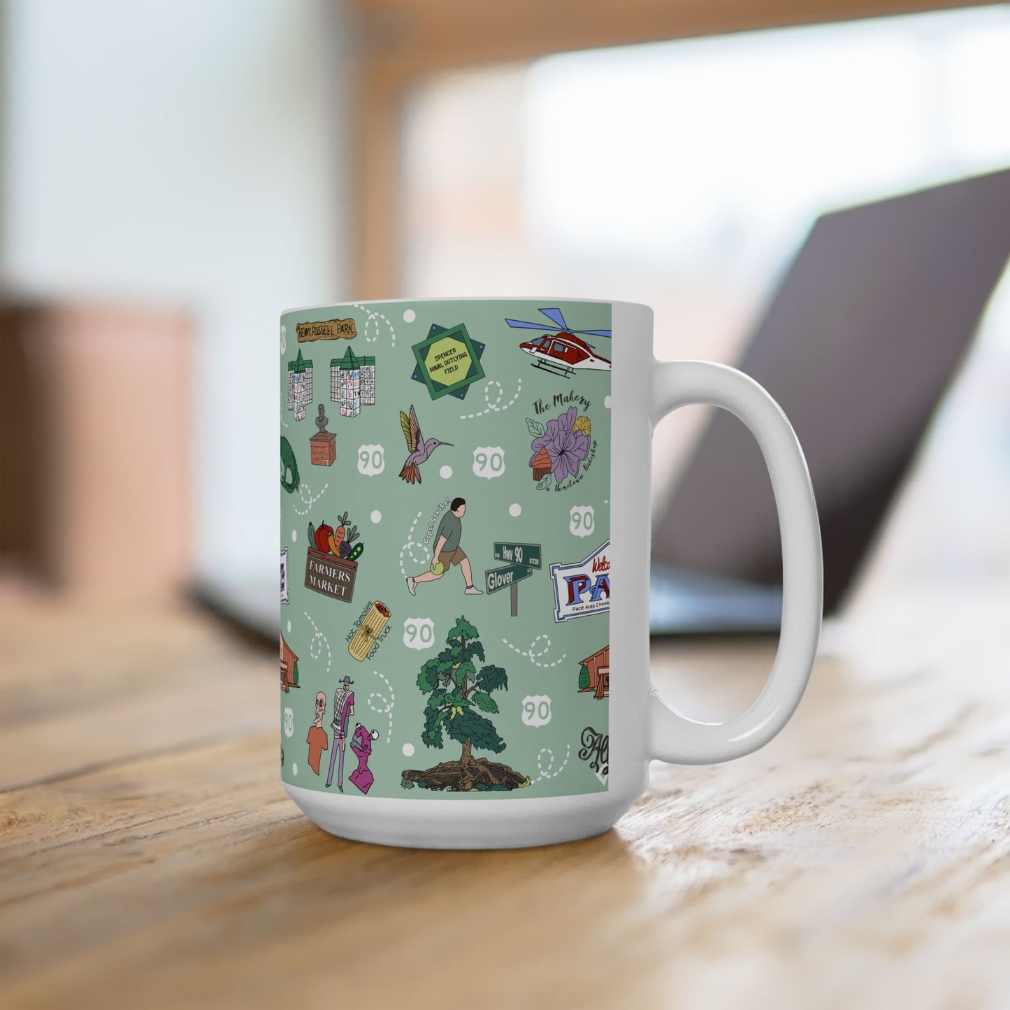 Ceramic Mug 15oz with Pace, Florida FL in mint