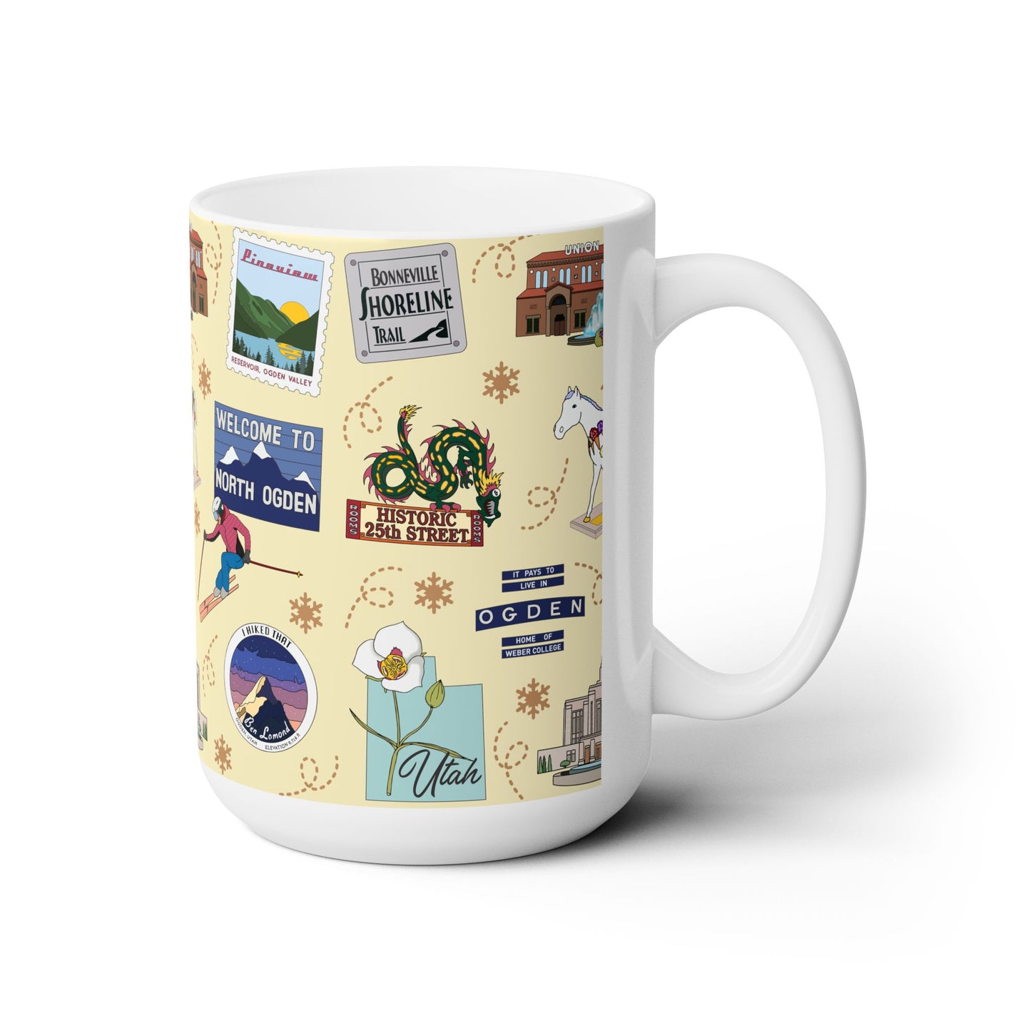Ceramic Mug 15oz with Ogden, Utah UT in cream