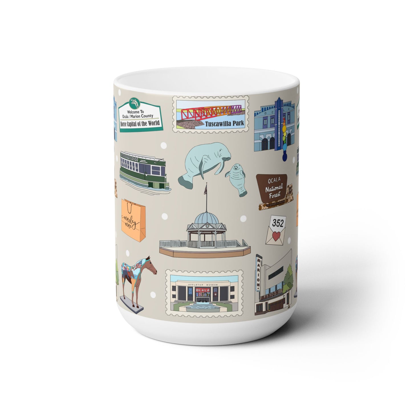 Ceramic Mug 15oz with Ocala, Florida FL in grey
