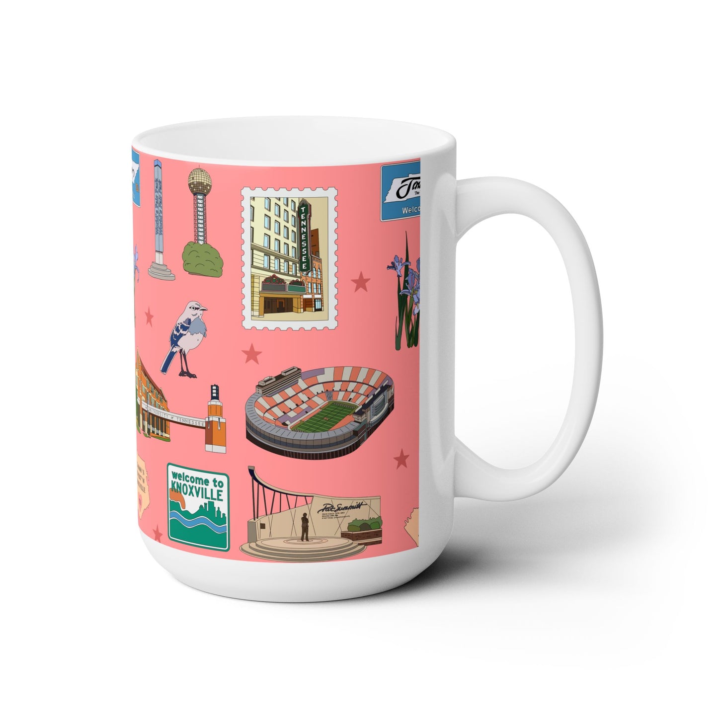 Ceramic Mug 15oz with Knoxville, Tennessee TN in strawberry