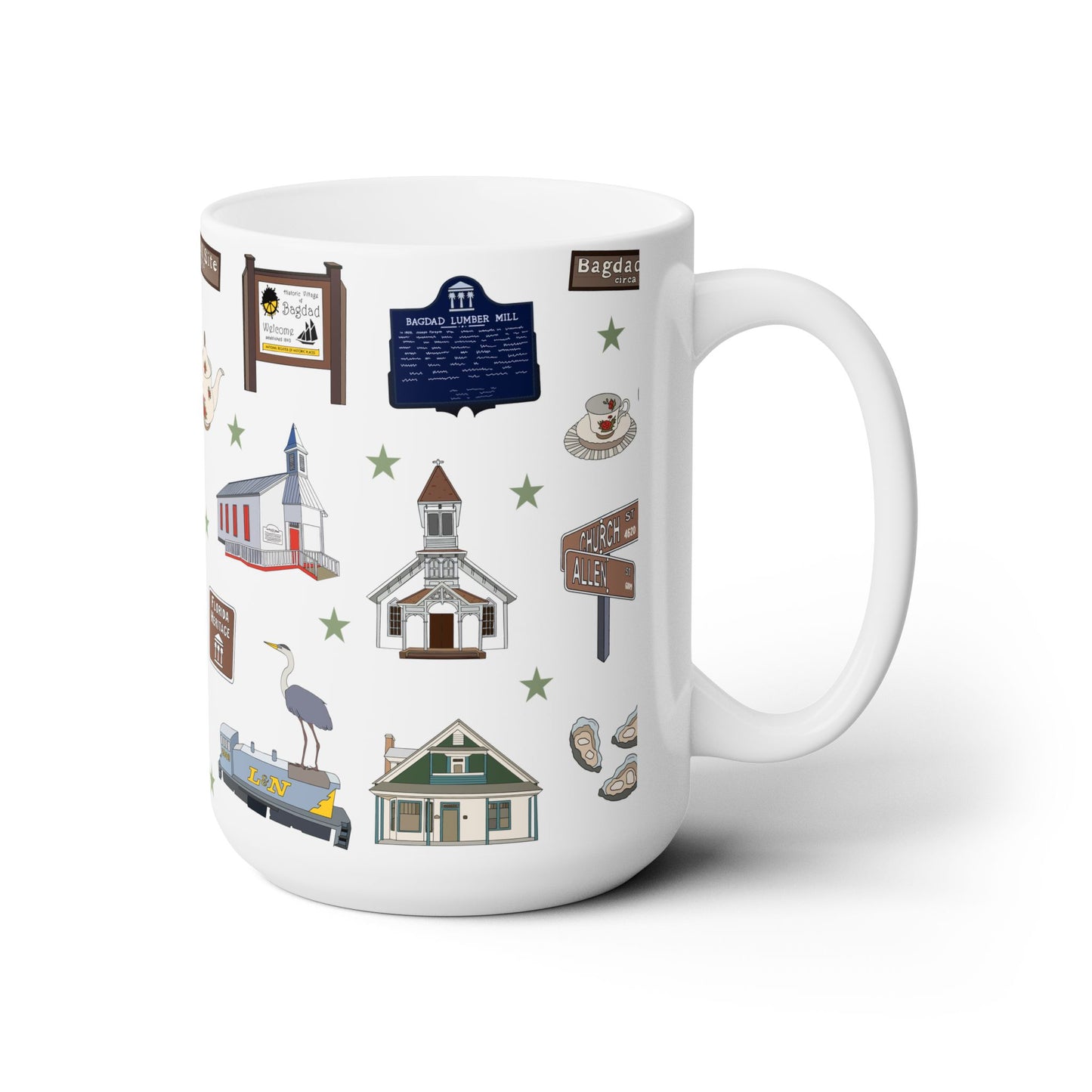 Ceramic Mug 15oz with Bagdad, Florida FL in white