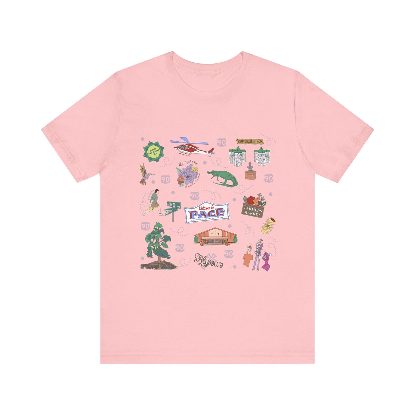 Unisex Jersey Short Sleeve Tee with Pace, Florida FL landmarks print