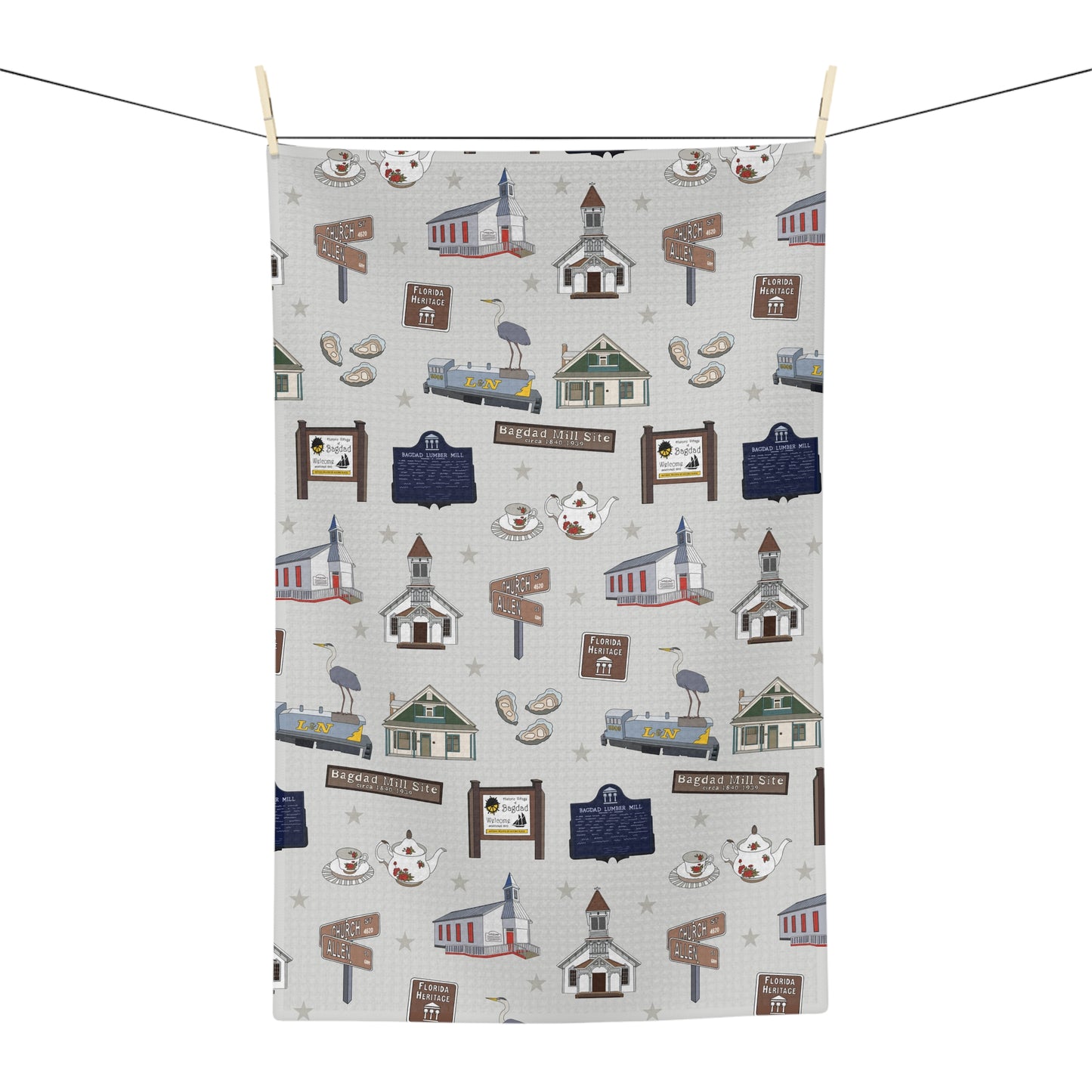 Kitchen Towel with Bagdad, Florida FL in grey