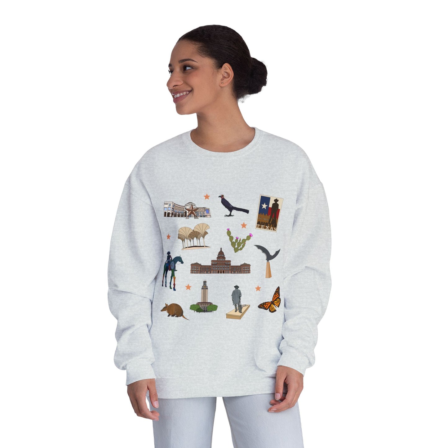 Unisex NuBlend® Crewneck Sweatshirt with Austin, Texas TX in assorted colors