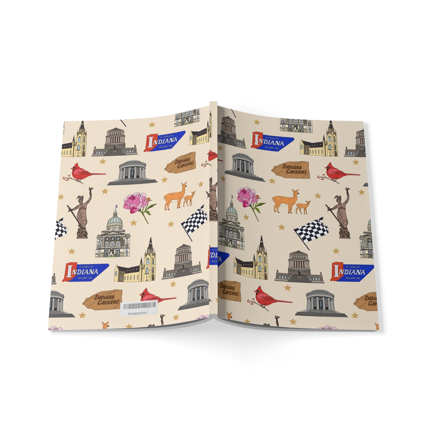 Paperback notebook with Indianapolis, Indiana IN landmarks in sand 150 lined pages