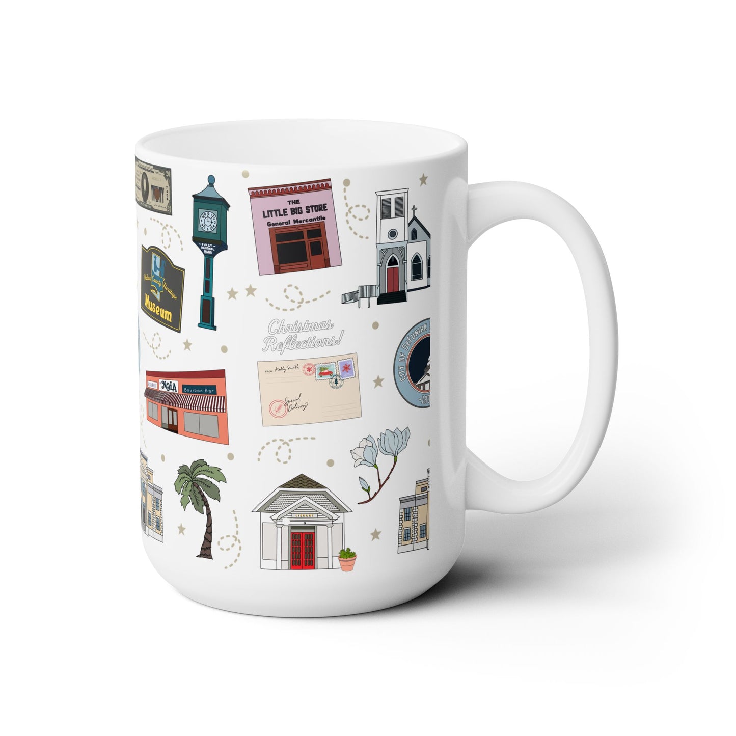 Ceramic Mug 15oz with DeFuniak Springs, Florida FL in white