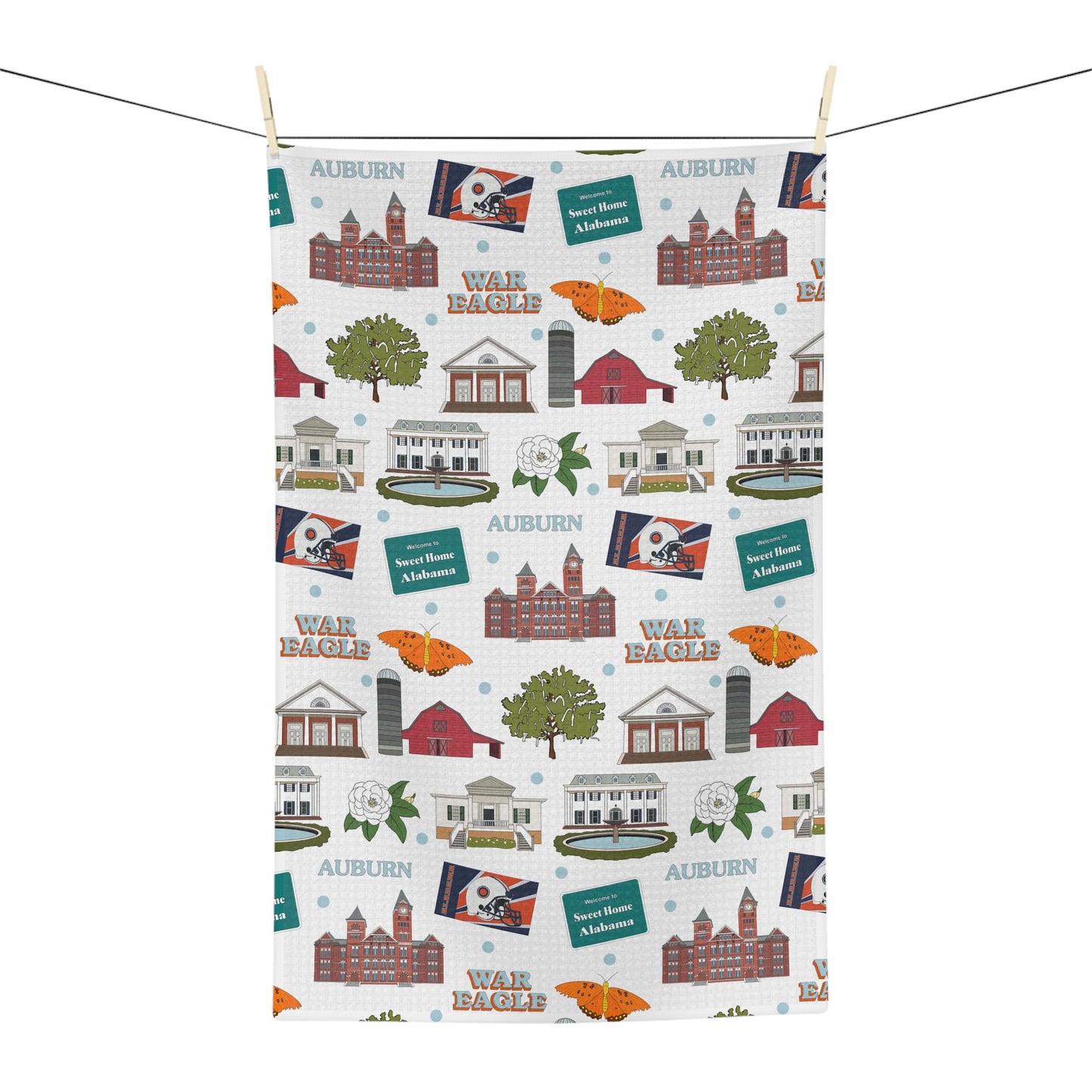 Kitchen Towel with Auburn, Alabama AL in white