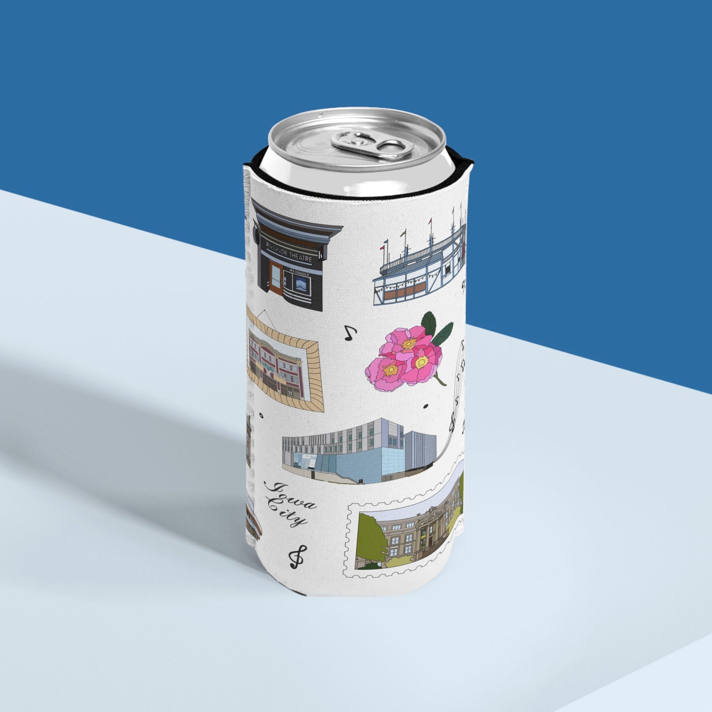 Slim Can Cooler with Iowa City, Iowa IA