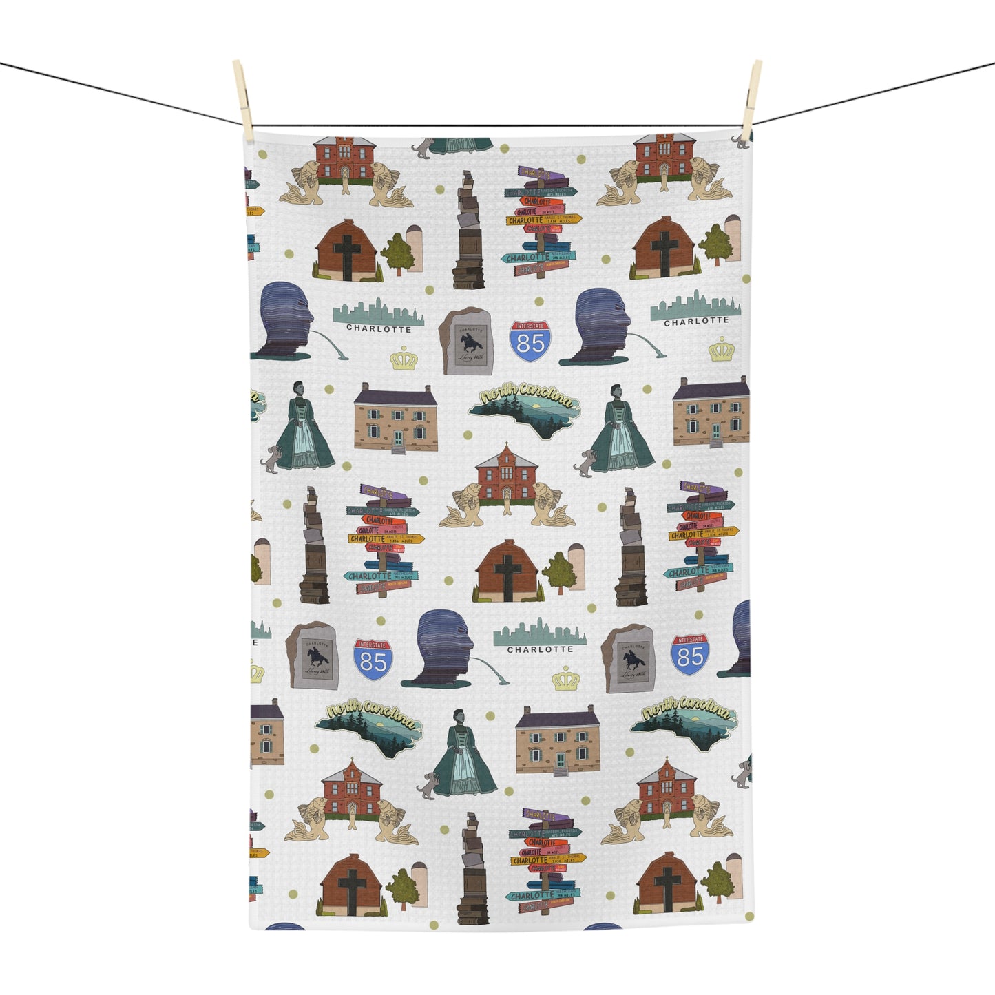 Kitchen Towel with Charlotte, North Carolina NC in white