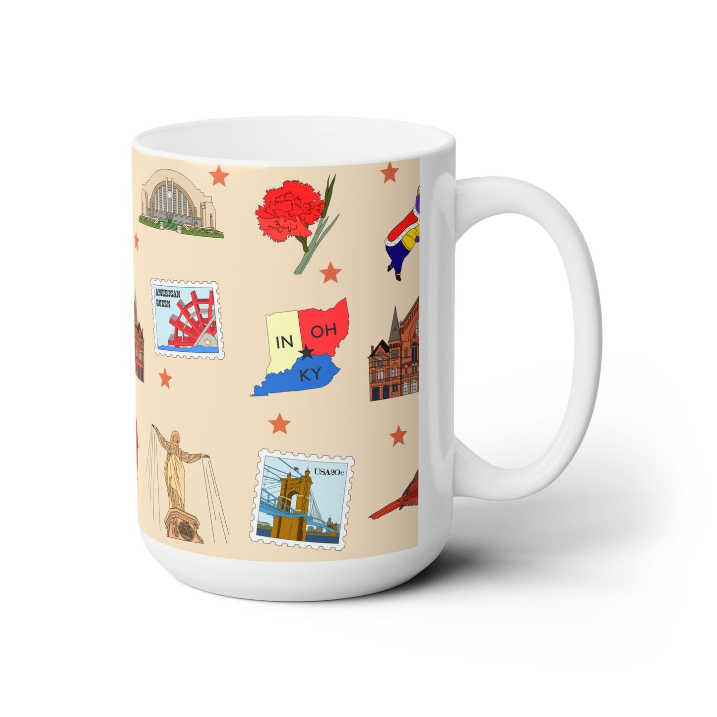 Ceramic Mug 15oz with Cincinnati, Ohio OH in sand