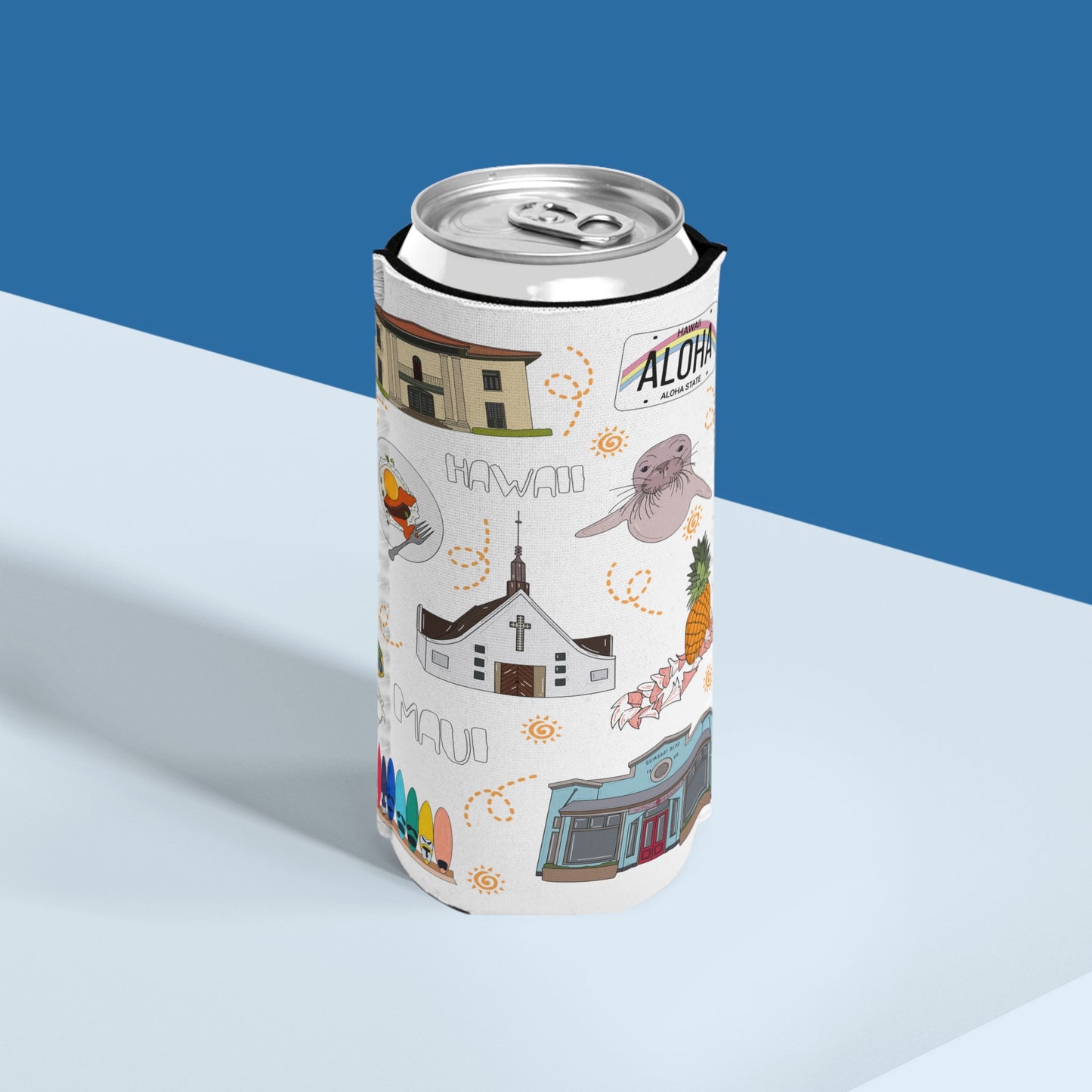 Slim Can Cooler with Maui, Hawaii HI