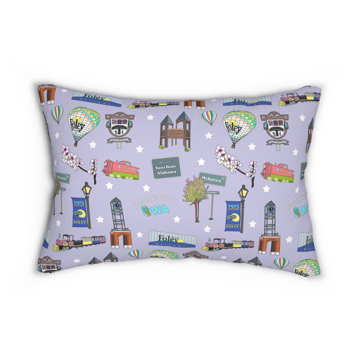Lumbar rectangle pillow with Foley, Alabama AL in birdy grey