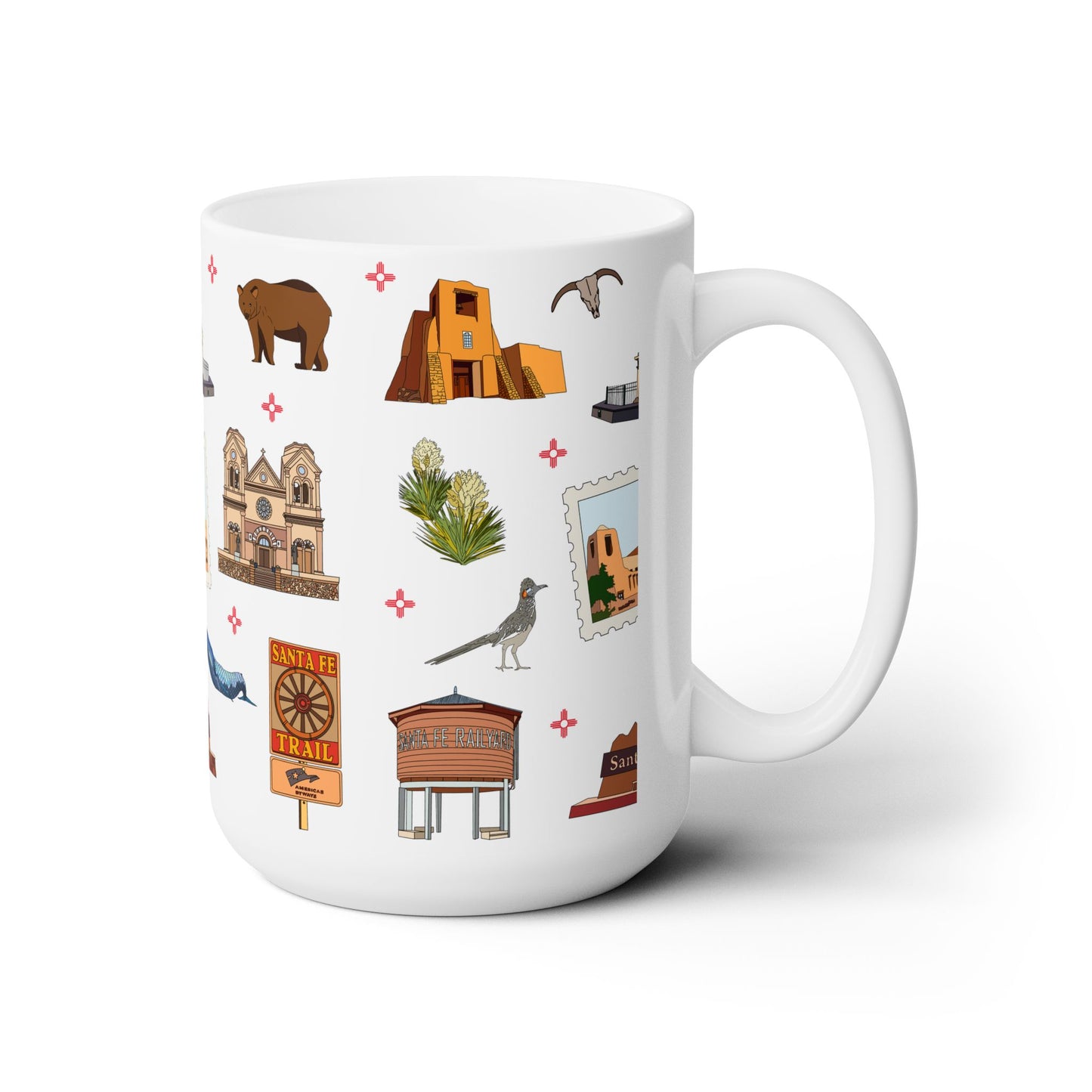 Ceramic Mug 15oz with Santa Fe, New Mexico NM in white