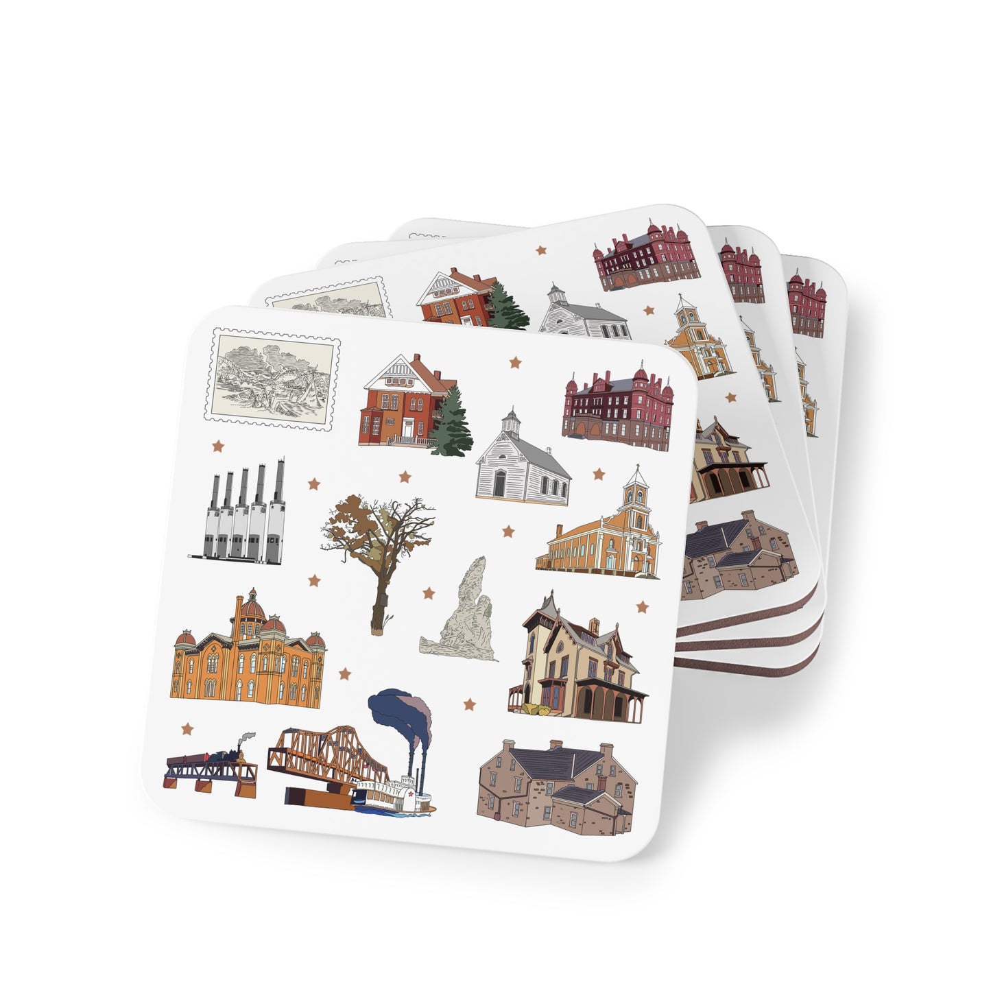 Set of 4 Ceramic Mug Coasters with South St. Paul, Mendota, Hastings, Hampton, Inver Grove Heights near the Minneapolis Minnesota MN