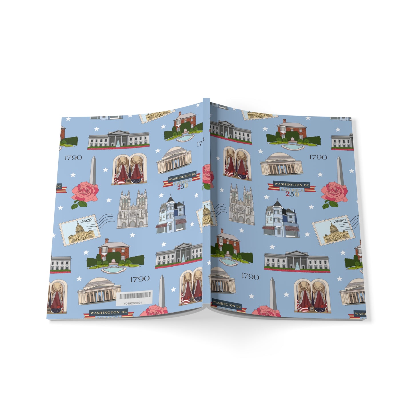Paperback notebook with Washington D.C. landmarks in blue 150 lined pages